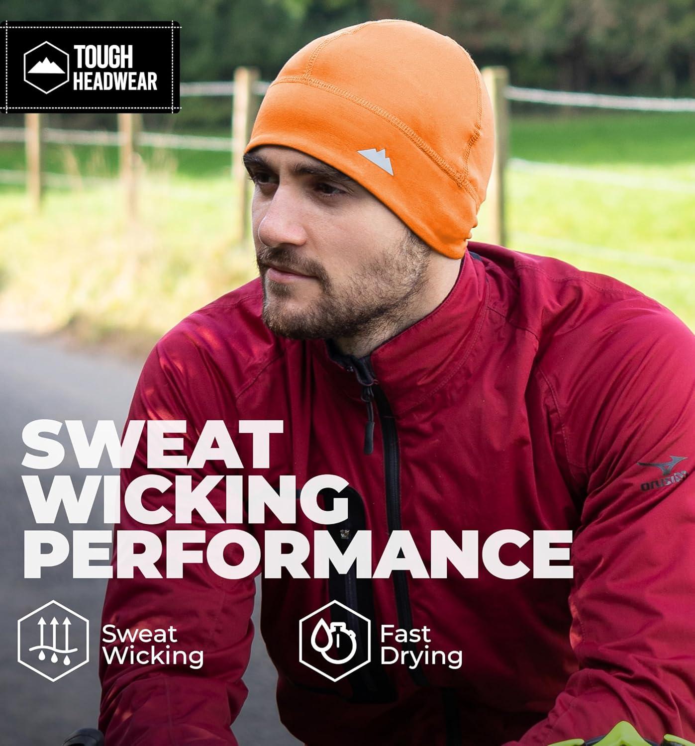 imageTough Headwear Skull Cap for Men  Beanie Hats  Skully Beanie Cap  Cooling Skull Caps for Men Locs Sweat Dreads RunningOrange