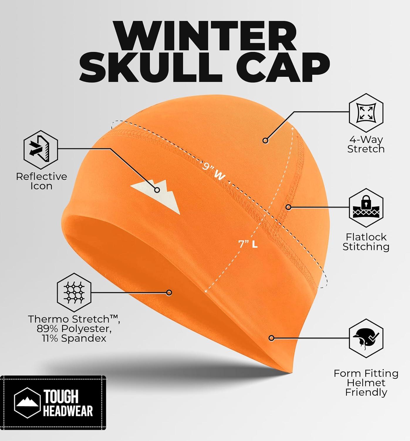 imageTough Headwear Skull Cap for Men  Beanie Hats  Skully Beanie Cap  Cooling Skull Caps for Men Locs Sweat Dreads RunningOrange