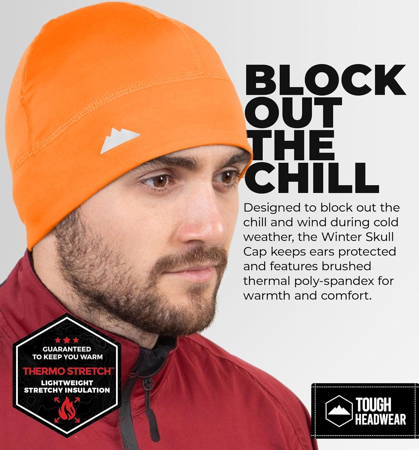 imageTough Headwear Skull Cap for Men  Beanie Hats  Skully Beanie Cap  Cooling Skull Caps for Men Locs Sweat Dreads RunningOrange