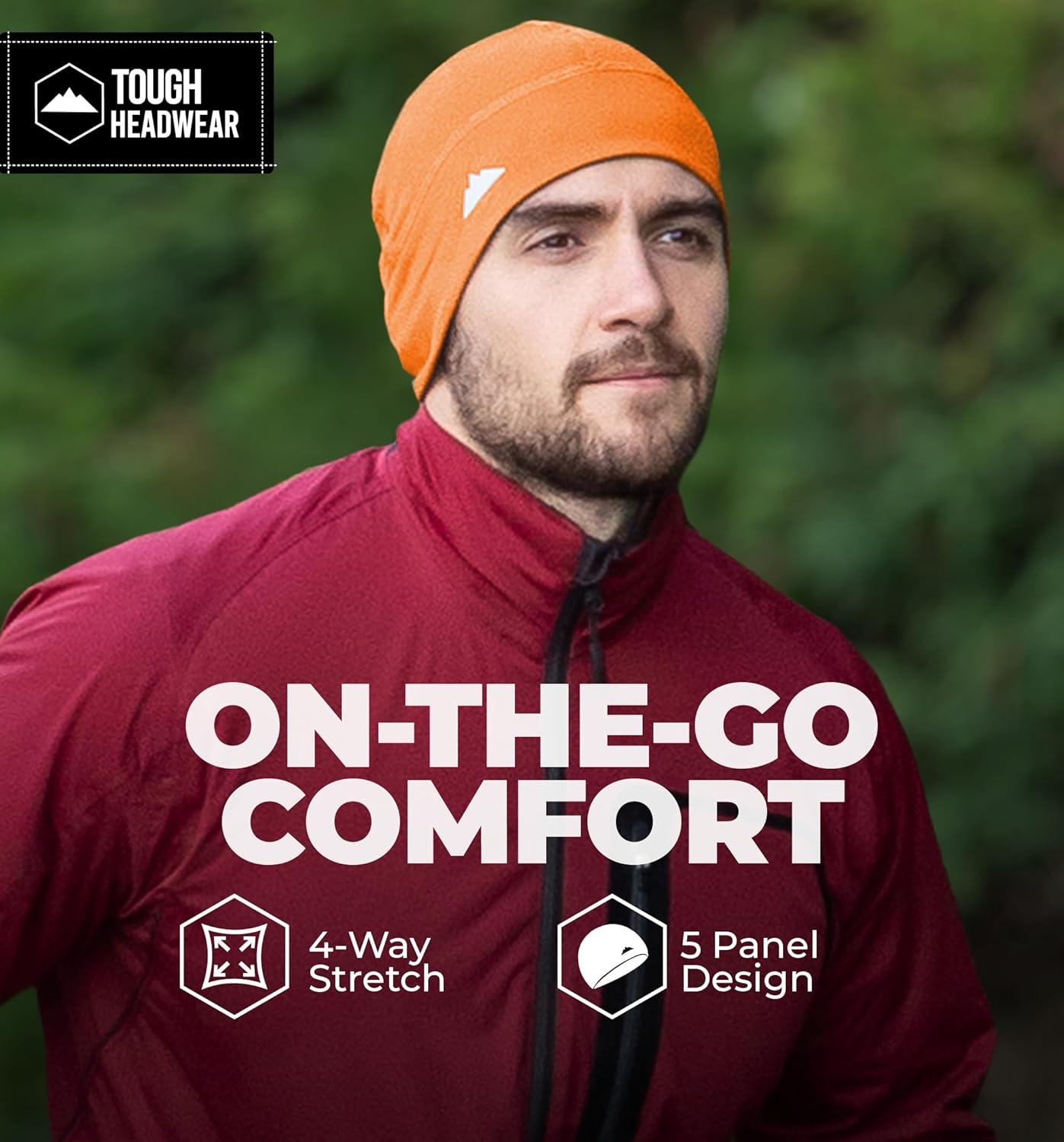 imageTough Headwear Skull Cap for Men  Beanie Hats  Skully Beanie Cap  Cooling Skull Caps for Men Locs Sweat Dreads RunningOrange