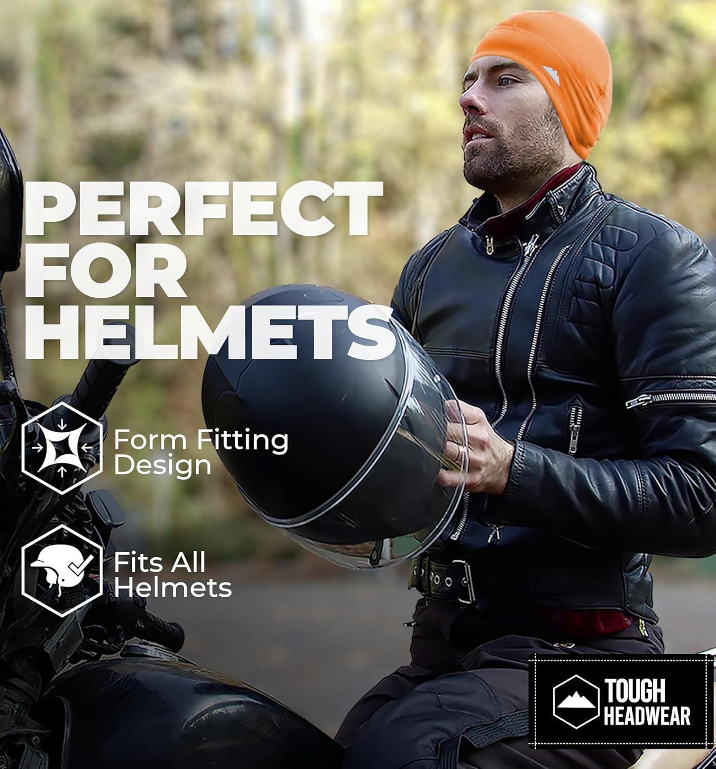 imageTough Headwear Skull Cap for Men  Beanie Hats  Skully Beanie Cap  Cooling Skull Caps for Men Locs Sweat Dreads RunningOrange