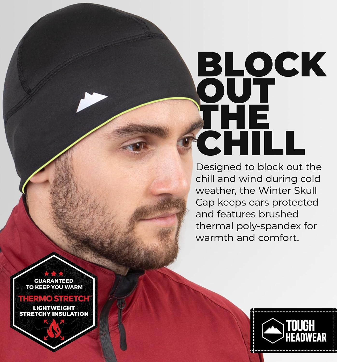 imageTough Headwear Skull Cap for Men  Beanie Hats  Skully Beanie Cap  Cooling Skull Caps for Men Locs Sweat Dreads RunningReversible Black  Yellow