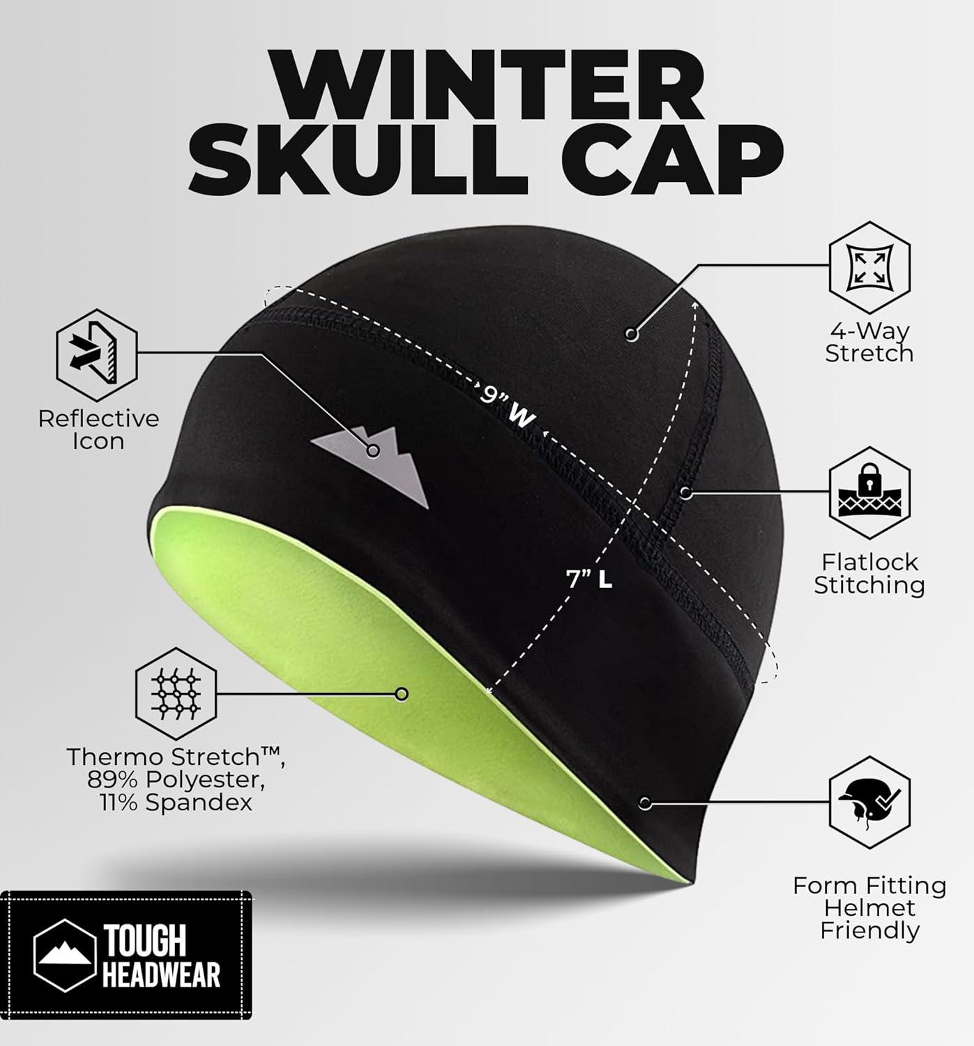 imageTough Headwear Skull Cap for Men  Beanie Hats  Skully Beanie Cap  Cooling Skull Caps for Men Locs Sweat Dreads RunningReversible Black  Yellow