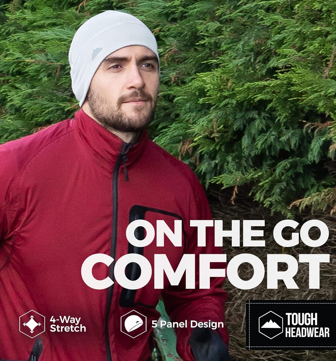 imageTough Headwear Skull Cap for Men  Beanie Hats  Skully Beanie Cap  Cooling Skull Caps for Men Locs Sweat Dreads RunningWhite