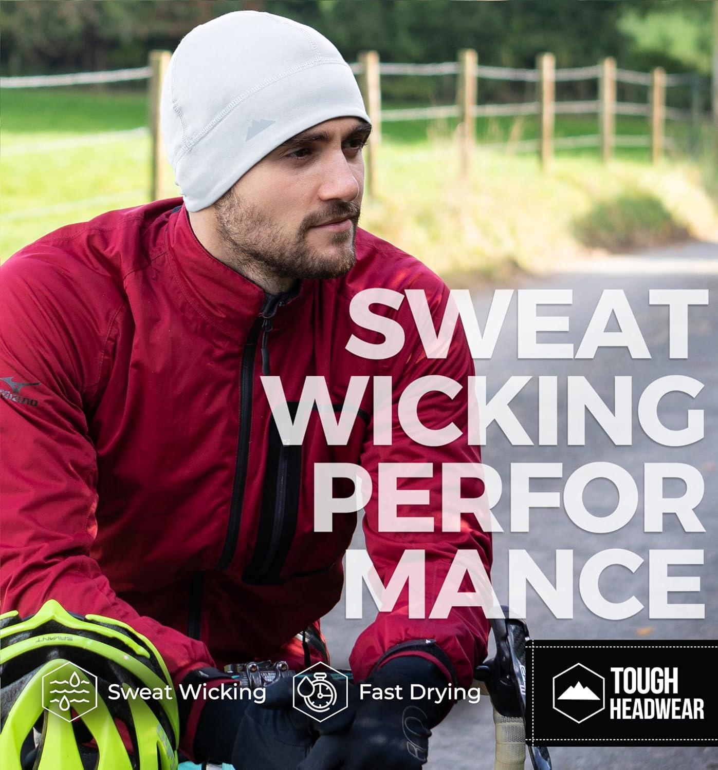 imageTough Headwear Skull Cap for Men  Beanie Hats  Skully Beanie Cap  Cooling Skull Caps for Men Locs Sweat Dreads RunningWhite