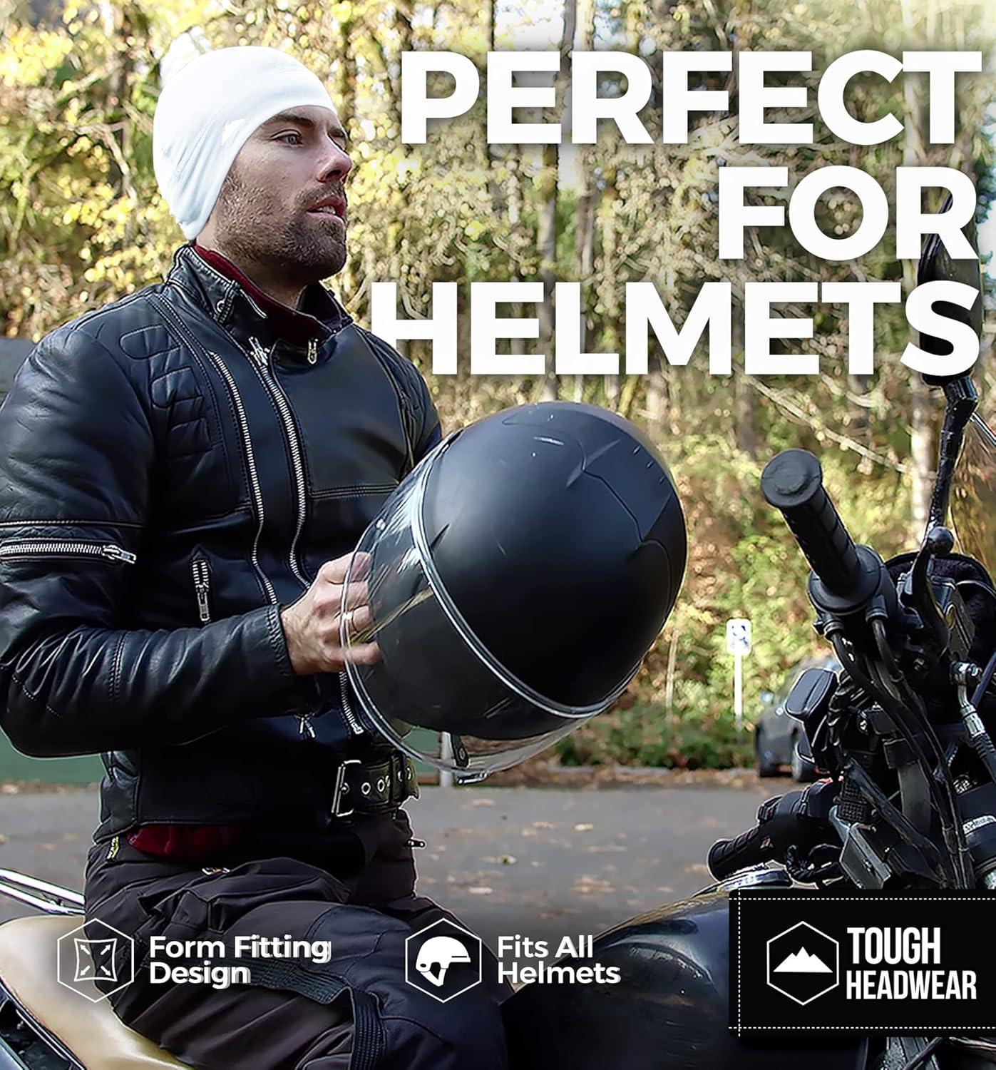 imageTough Headwear Skull Cap for Men  Beanie Hats  Skully Beanie Cap  Cooling Skull Caps for Men Locs Sweat Dreads RunningWhite