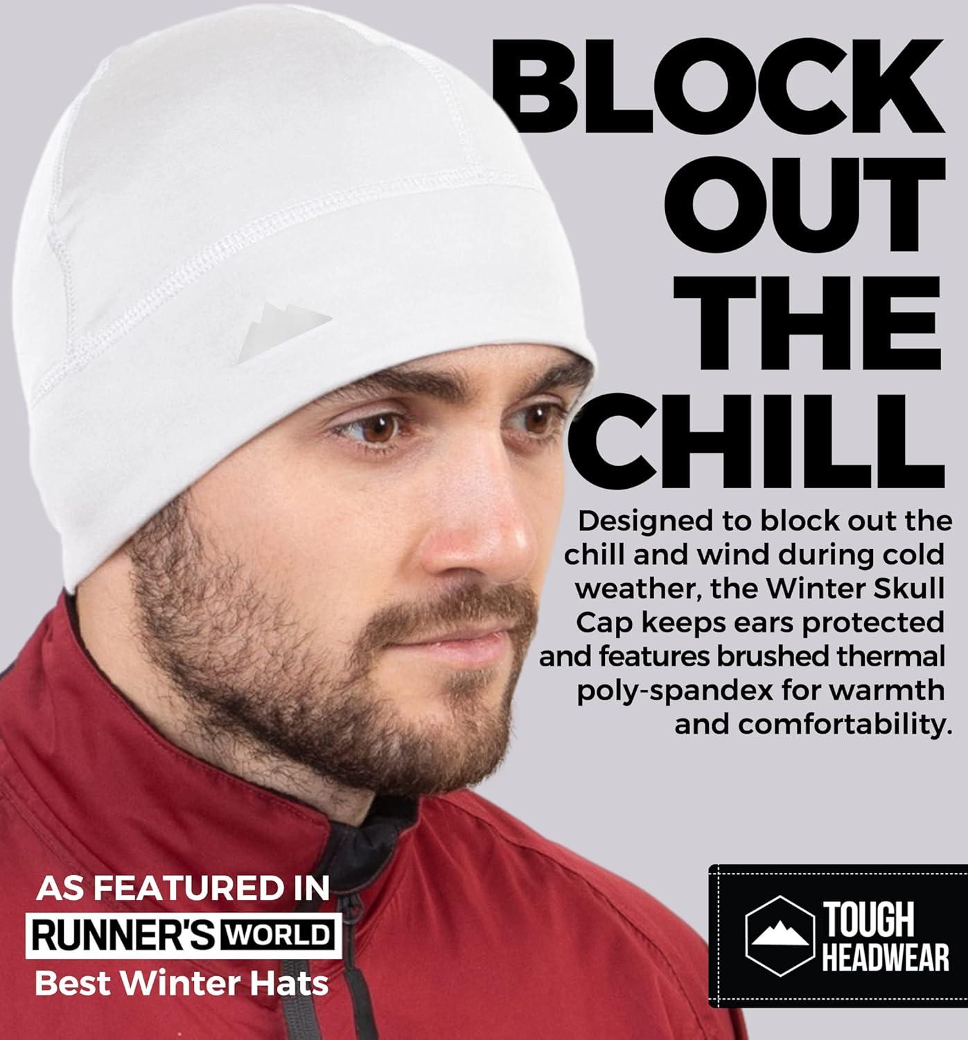 imageTough Headwear Skull Cap for Men  Beanie Hats  Skully Beanie Cap  Cooling Skull Caps for Men Locs Sweat Dreads RunningWhite