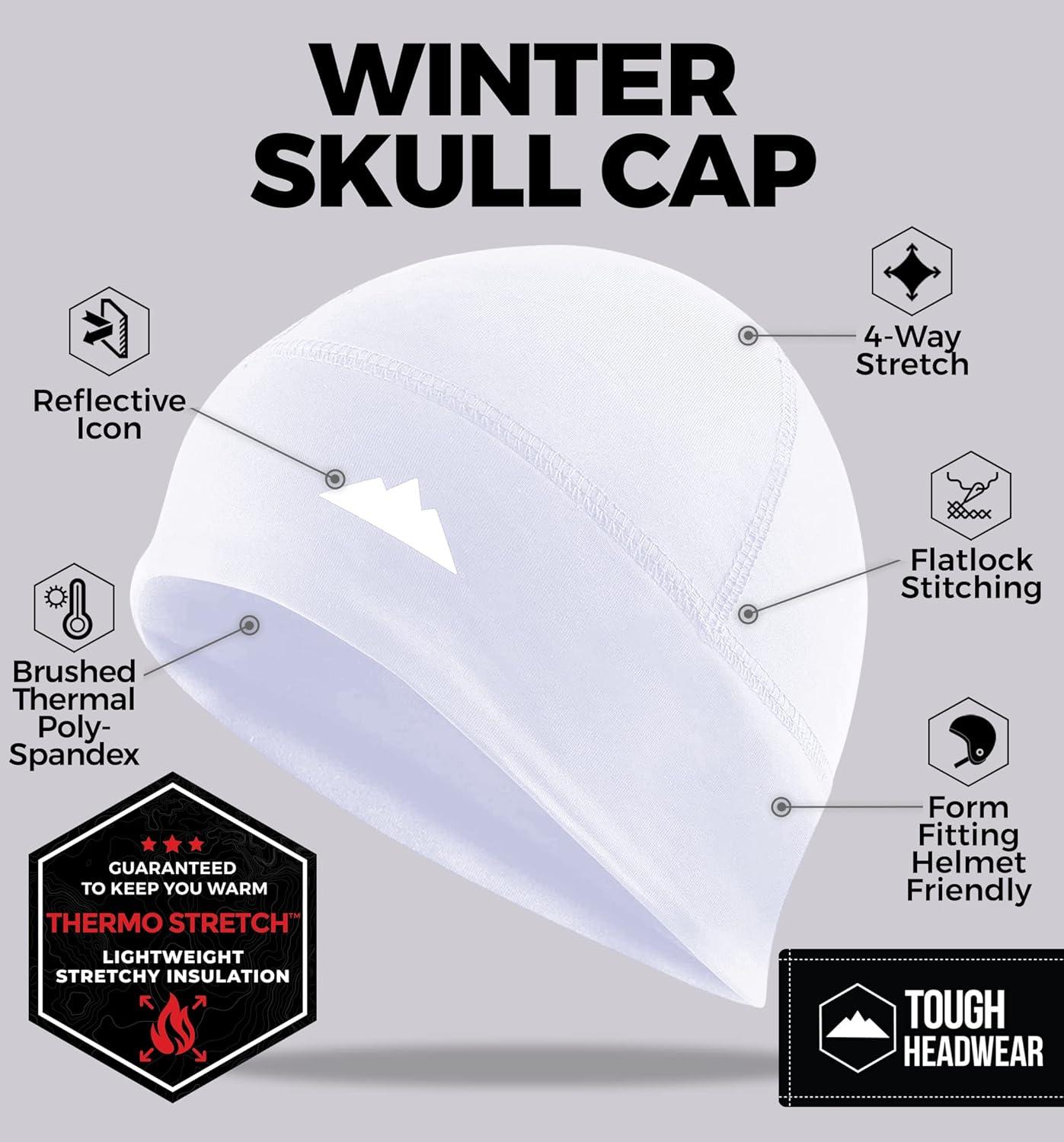 imageTough Headwear Skull Cap for Men  Beanie Hats  Skully Beanie Cap  Cooling Skull Caps for Men Locs Sweat Dreads RunningWhite