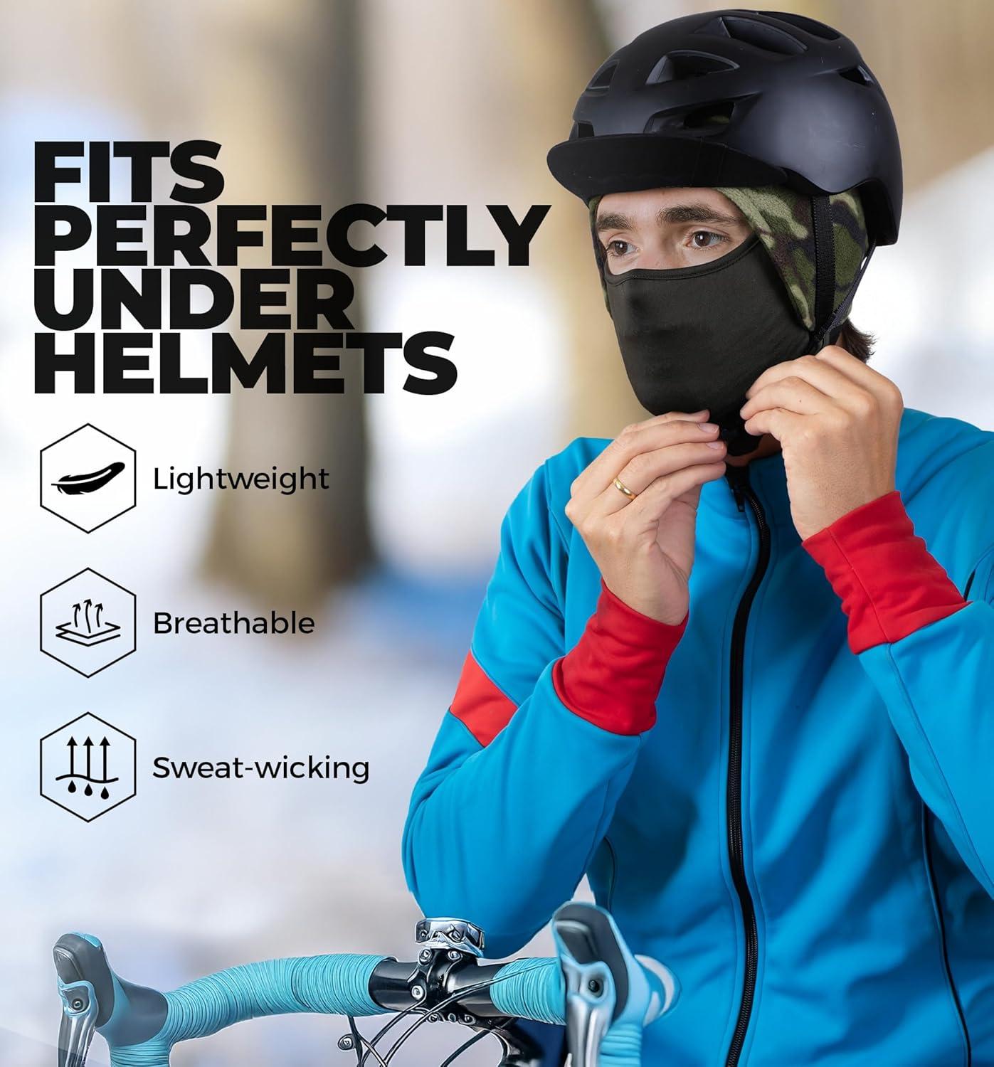 imageTough Headwear Skull Cap with Mask Men Winter Running Gear Motorcycle Winter Gear Helmet Liners Ski Hat Thermal BeanieCamo