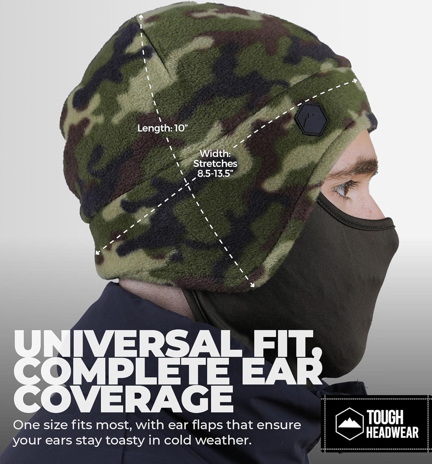 imageTough Headwear Skull Cap with Mask Men Winter Running Gear Motorcycle Winter Gear Helmet Liners Ski Hat Thermal BeanieCamo