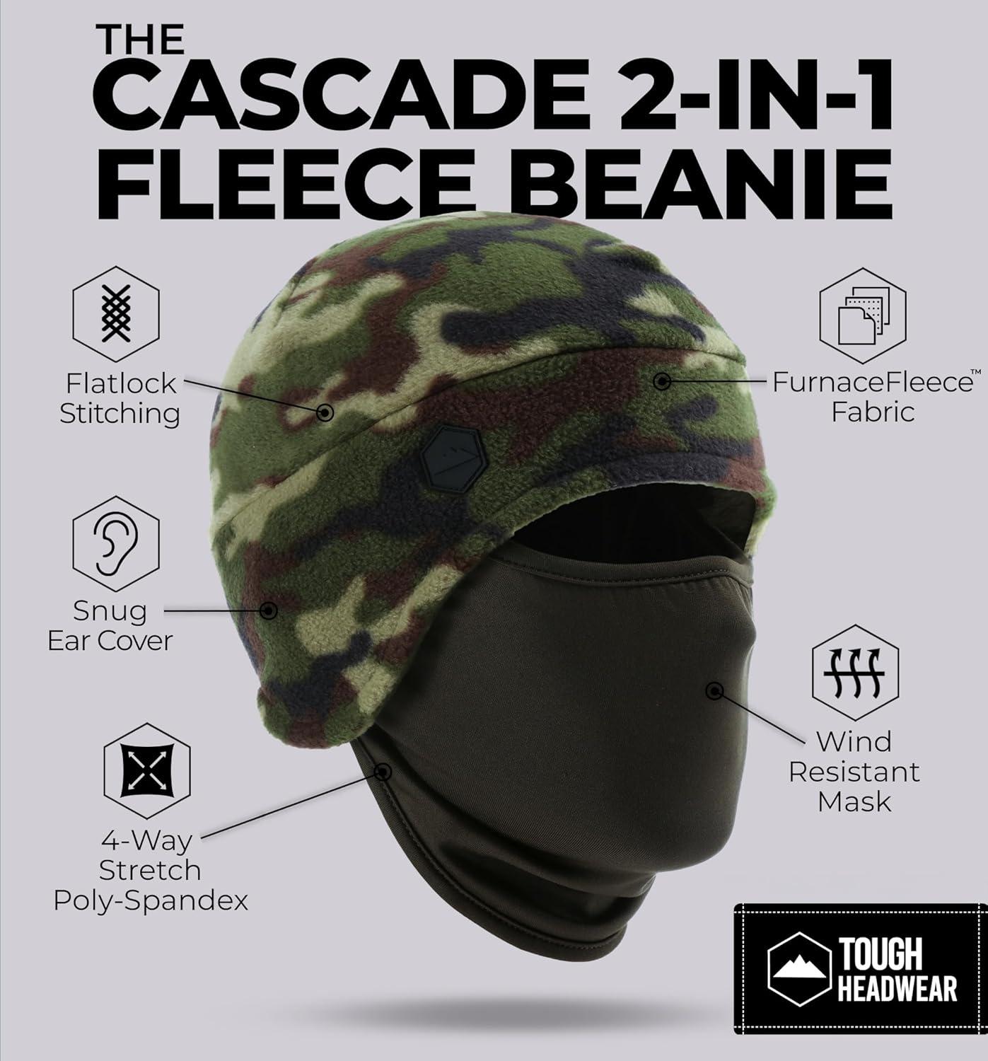 imageTough Headwear Skull Cap with Mask Men Winter Running Gear Motorcycle Winter Gear Helmet Liners Ski Hat Thermal BeanieCamo