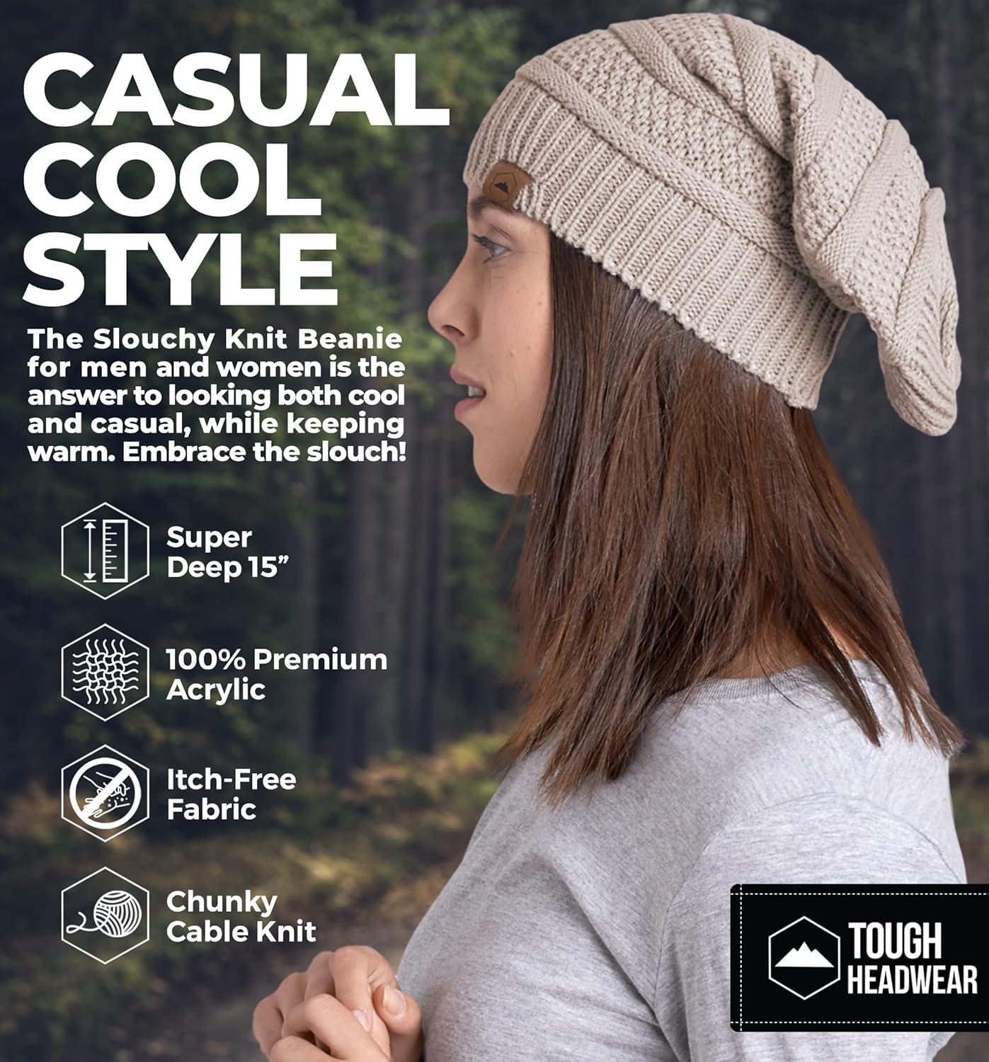 imageTough Headwear Slouchy Beanie Hats for Women Oversized Mens Beanie Hat Knitted Beanie Running Gear for MenWomens Fall HatBeige