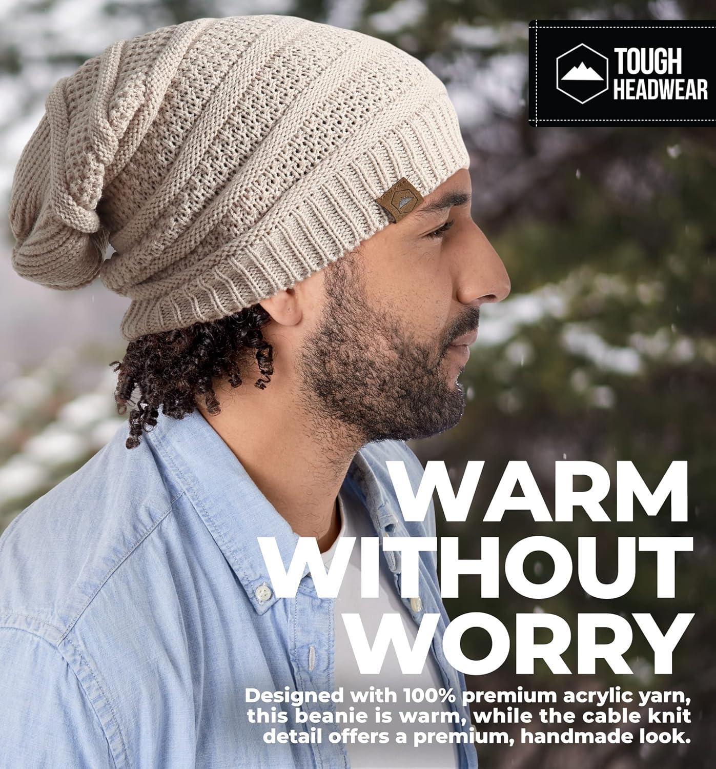 imageTough Headwear Slouchy Beanie Hats for Women Oversized Mens Beanie Hat Knitted Beanie Running Gear for MenWomens Fall HatBeige