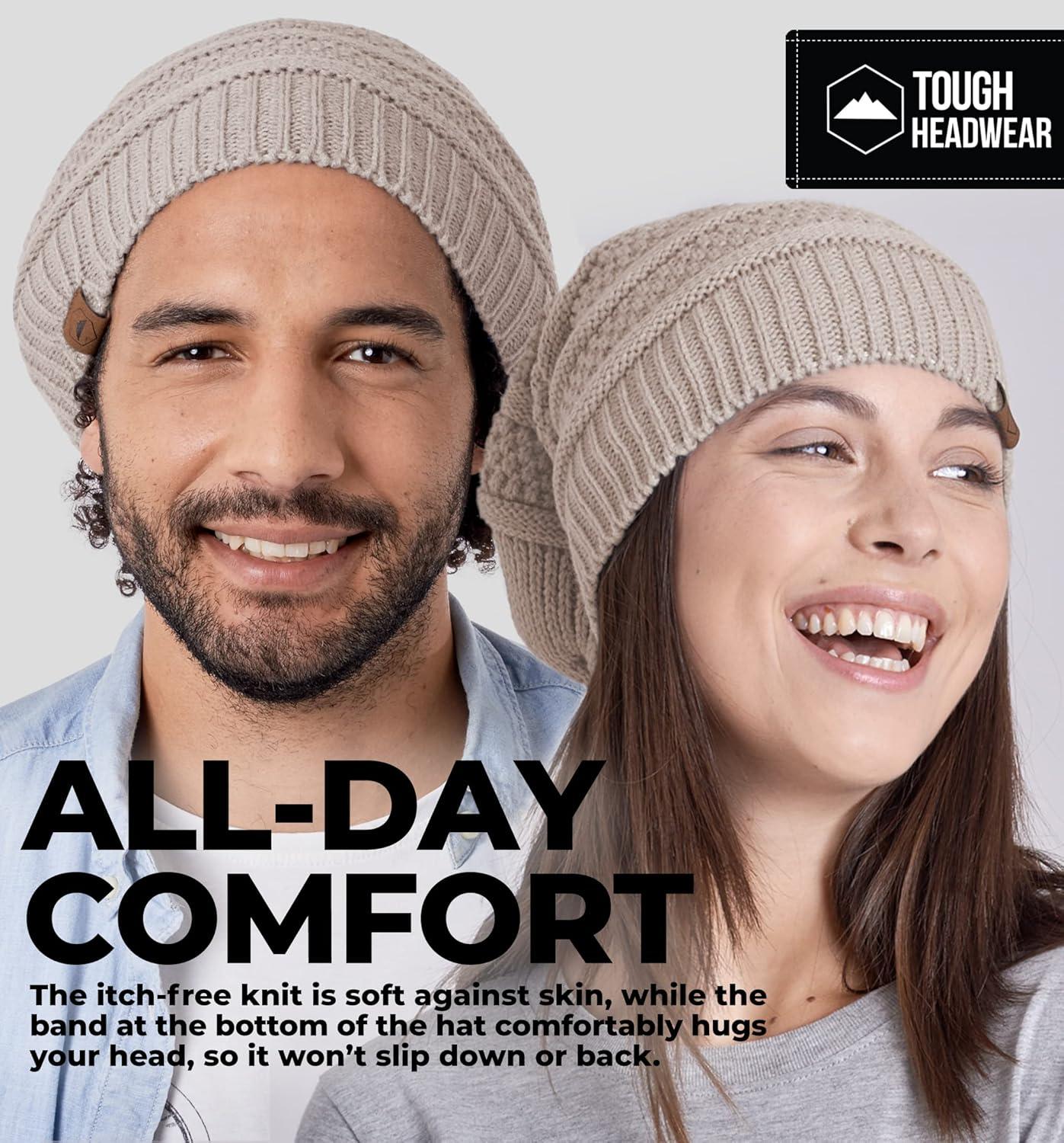 imageTough Headwear Slouchy Beanie Hats for Women Oversized Mens Beanie Hat Knitted Beanie Running Gear for MenWomens Fall HatBeige