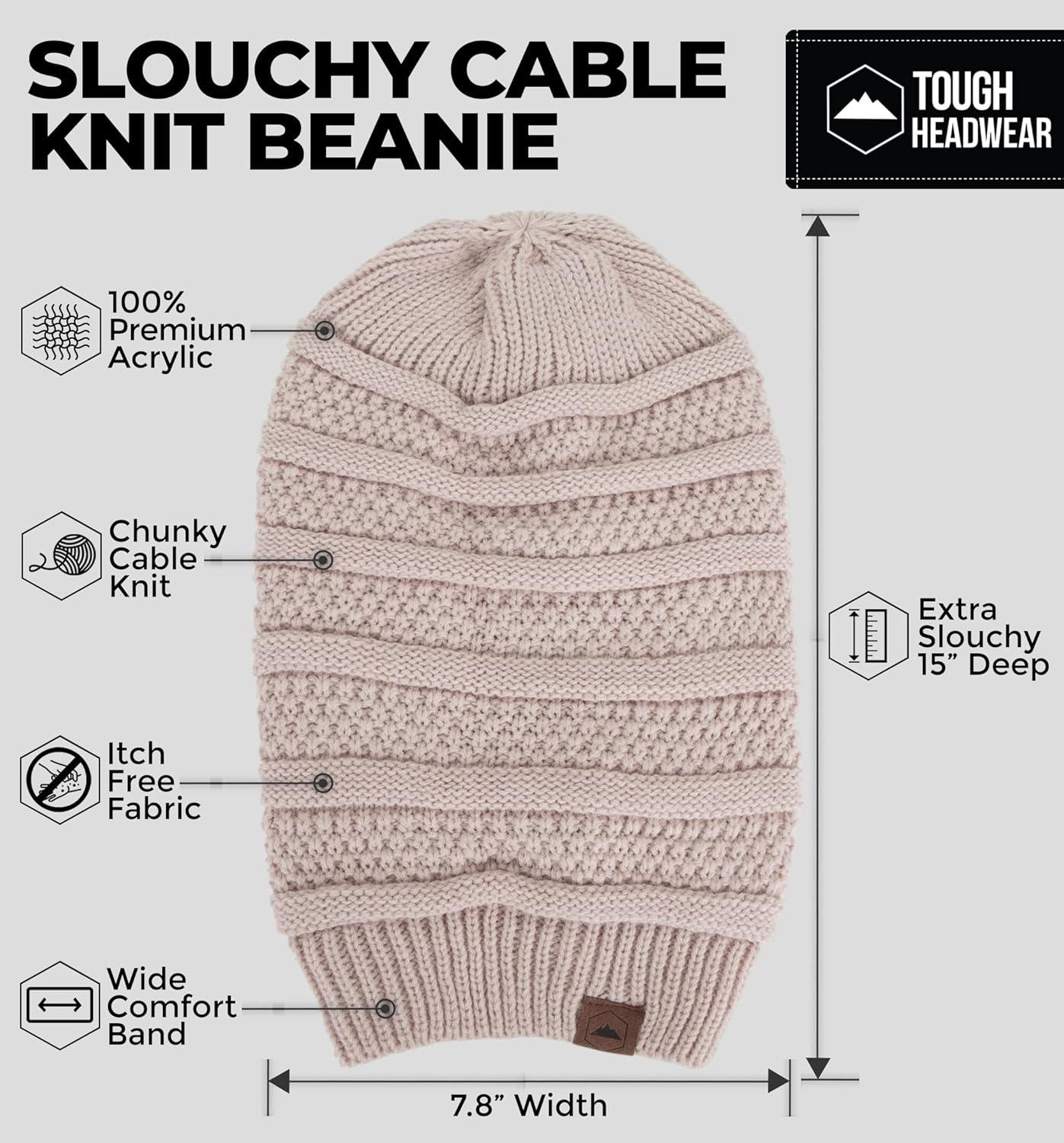 imageTough Headwear Slouchy Beanie Hats for Women Oversized Mens Beanie Hat Knitted Beanie Running Gear for MenWomens Fall HatBeige