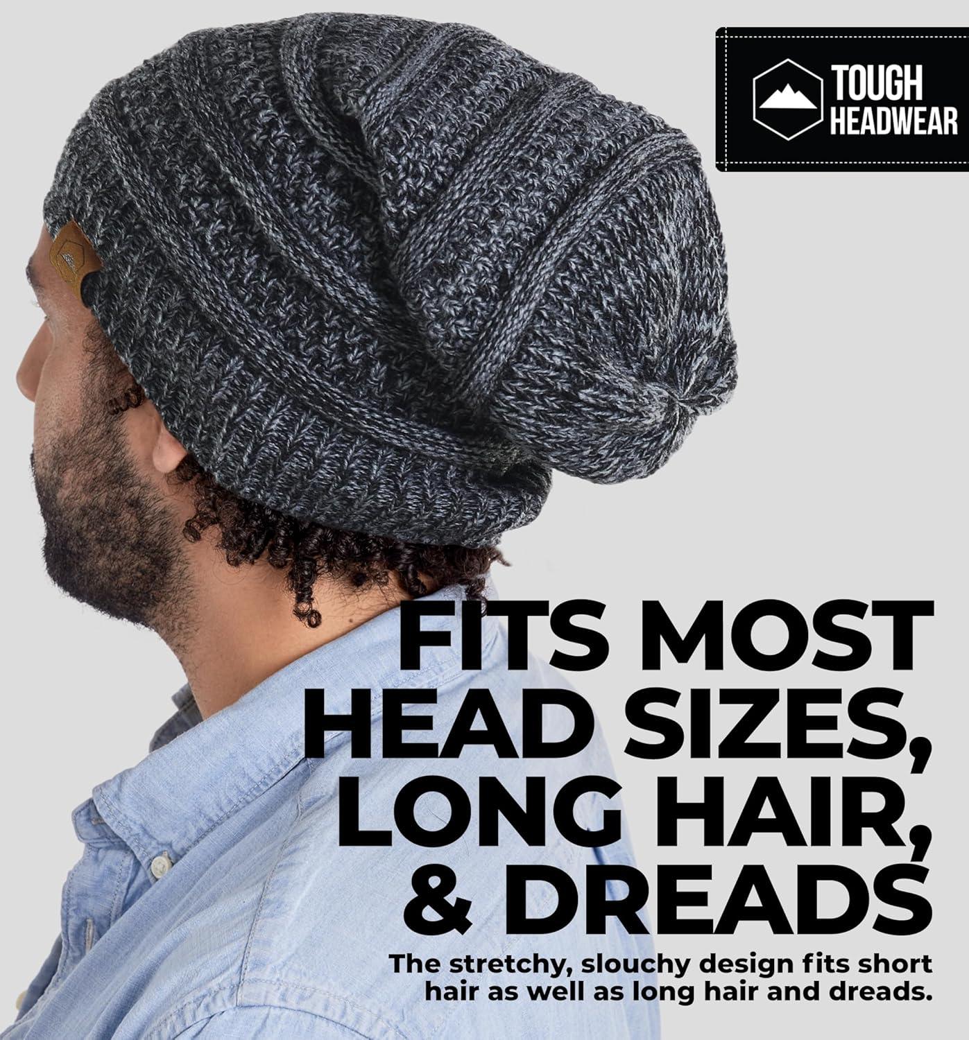 imageTough Headwear Slouchy Beanie Hats for Women Oversized Mens Beanie Hat Knitted Beanie Running Gear for MenWomens Fall HatBlack Gray