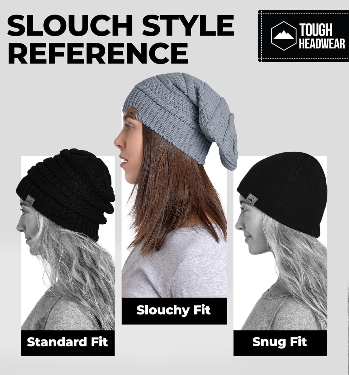 imageTough Headwear Slouchy Beanie Hats for Women Oversized Mens Beanie Hat Knitted Beanie Running Gear for MenWomens Fall HatLight Gray