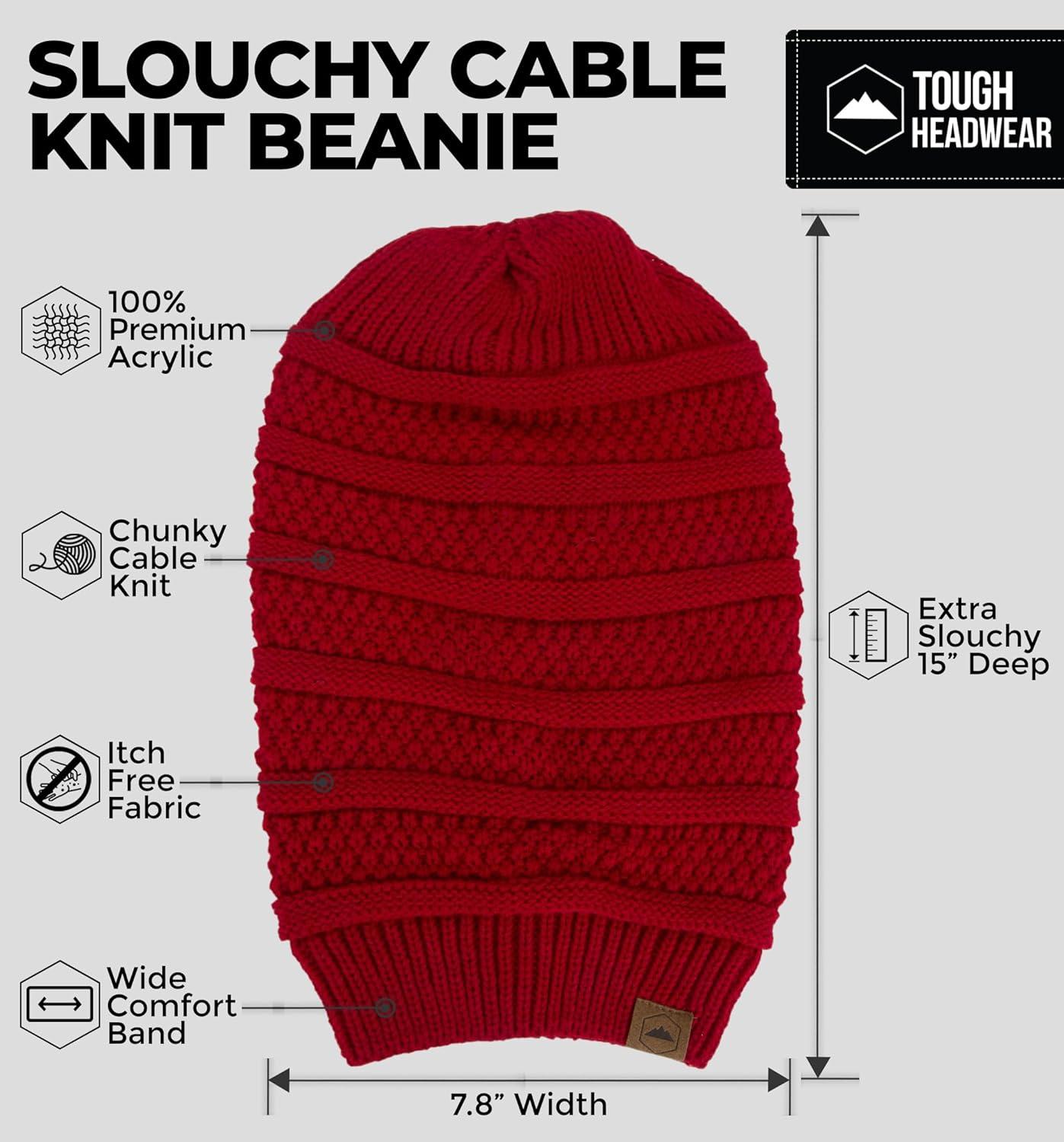 imageTough Headwear Slouchy Beanie Hats for Women Oversized Mens Beanie Hat Knitted Beanie Running Gear for MenWomens Fall HatMaroon