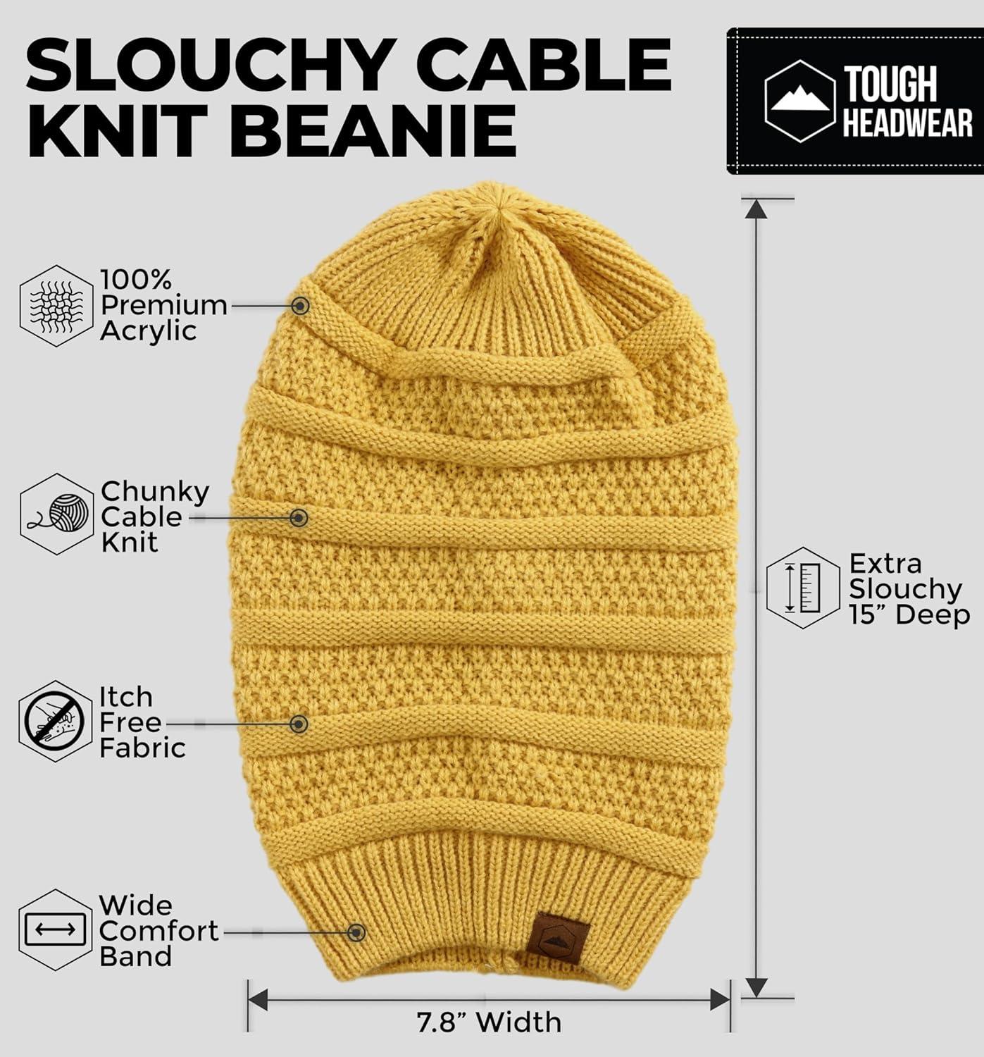 imageTough Headwear Slouchy Beanie Hats for Women Oversized Mens Beanie Hat Knitted Beanie Running Gear for MenWomens Fall HatMustard