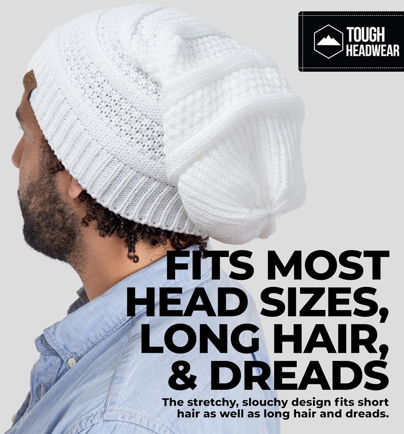 imageTough Headwear Slouchy Beanie Hats for Women Oversized Mens Beanie Hat Knitted Beanie Running Gear for MenWomens Fall HatWhite