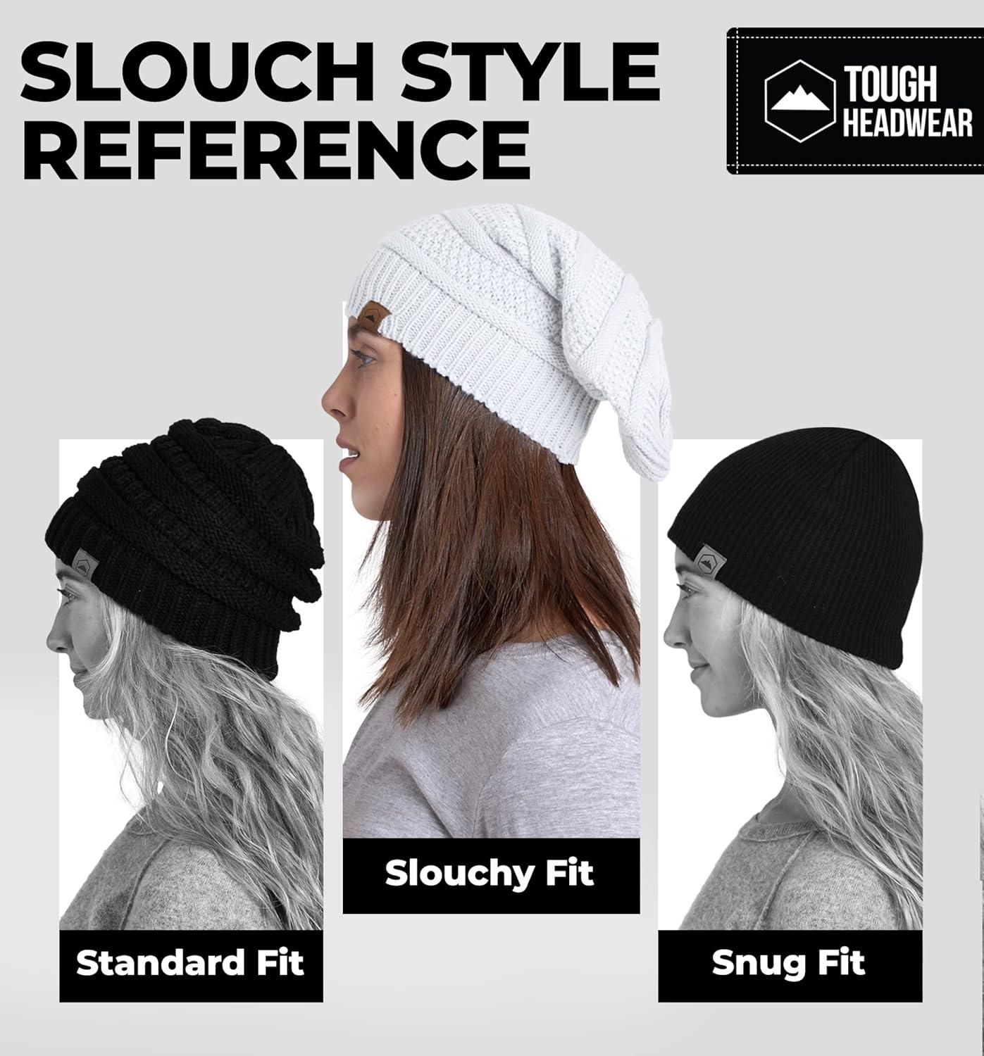 imageTough Headwear Slouchy Beanie Hats for Women Oversized Mens Beanie Hat Knitted Beanie Running Gear for MenWomens Fall HatWhite