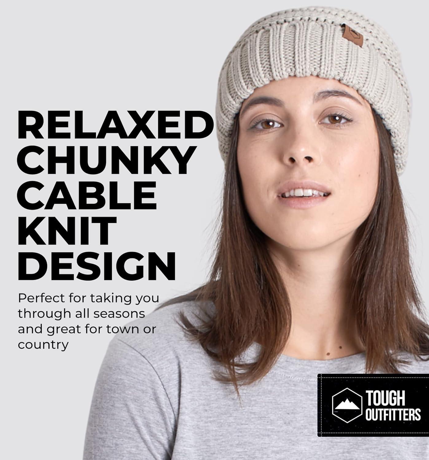 imageTough Headwear Slouchy Beanie Winter Hat for Women  Slouch Oversized Cable Knit Hats  Cold Weather Warm Chunky Knitted Cap