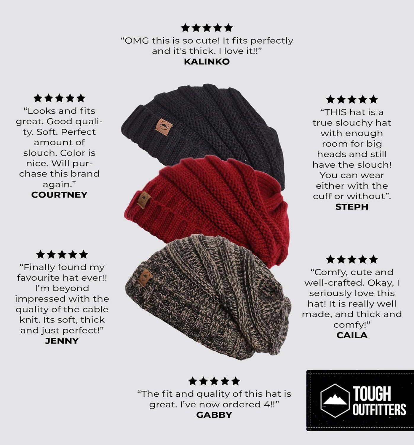 imageTough Headwear Slouchy Beanie Winter Hat for Women  Slouch Oversized Cable Knit Hats  Cold Weather Warm Chunky Knitted Cap