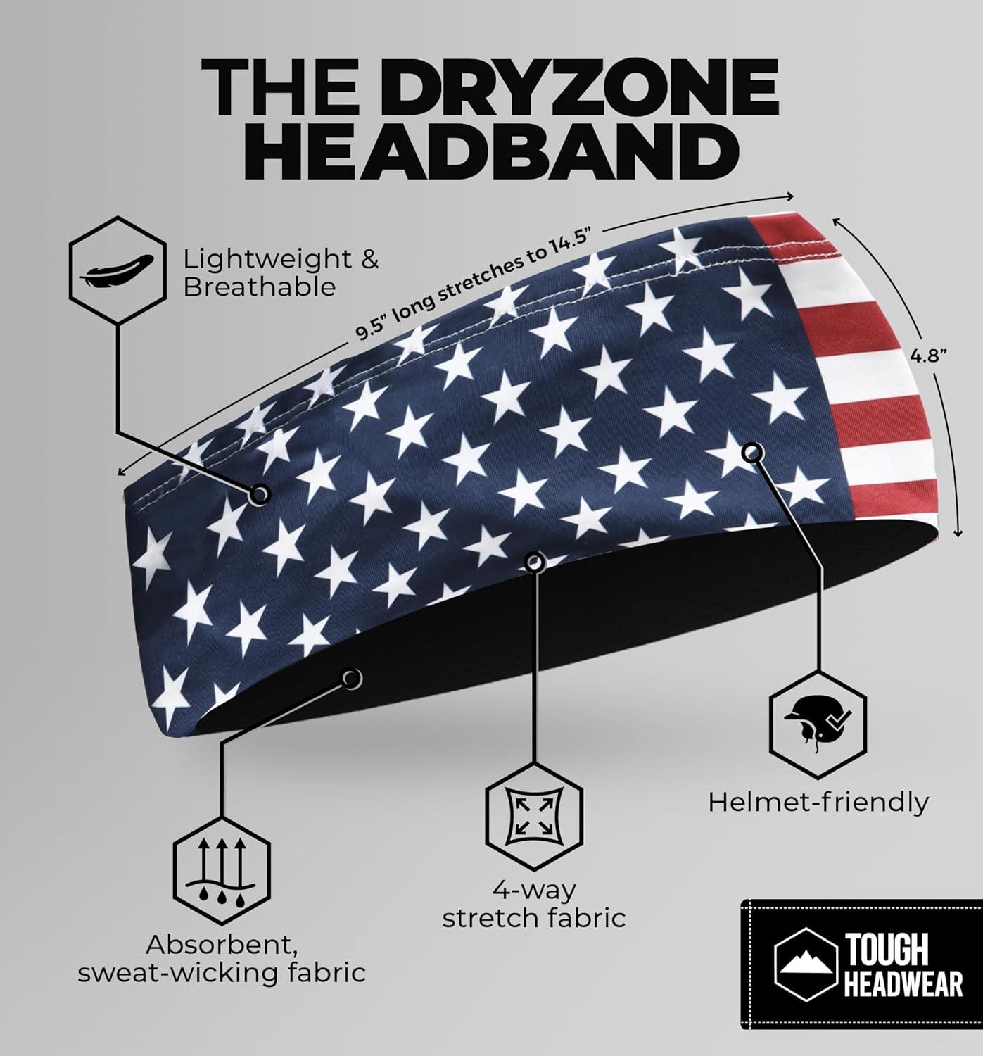 imageTough Headwear Sport Headbands for Men  Workout Headbands for Women  Running Headband Tennis Athletic Sweatband3 Classic US Flag