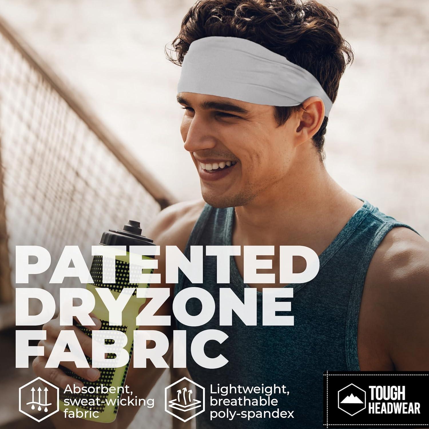 imageTough Headwear Sport Headbands for Men  Workout Headbands for Women  Running Headband Tennis Athletic SweatbandBWLGRDY  5