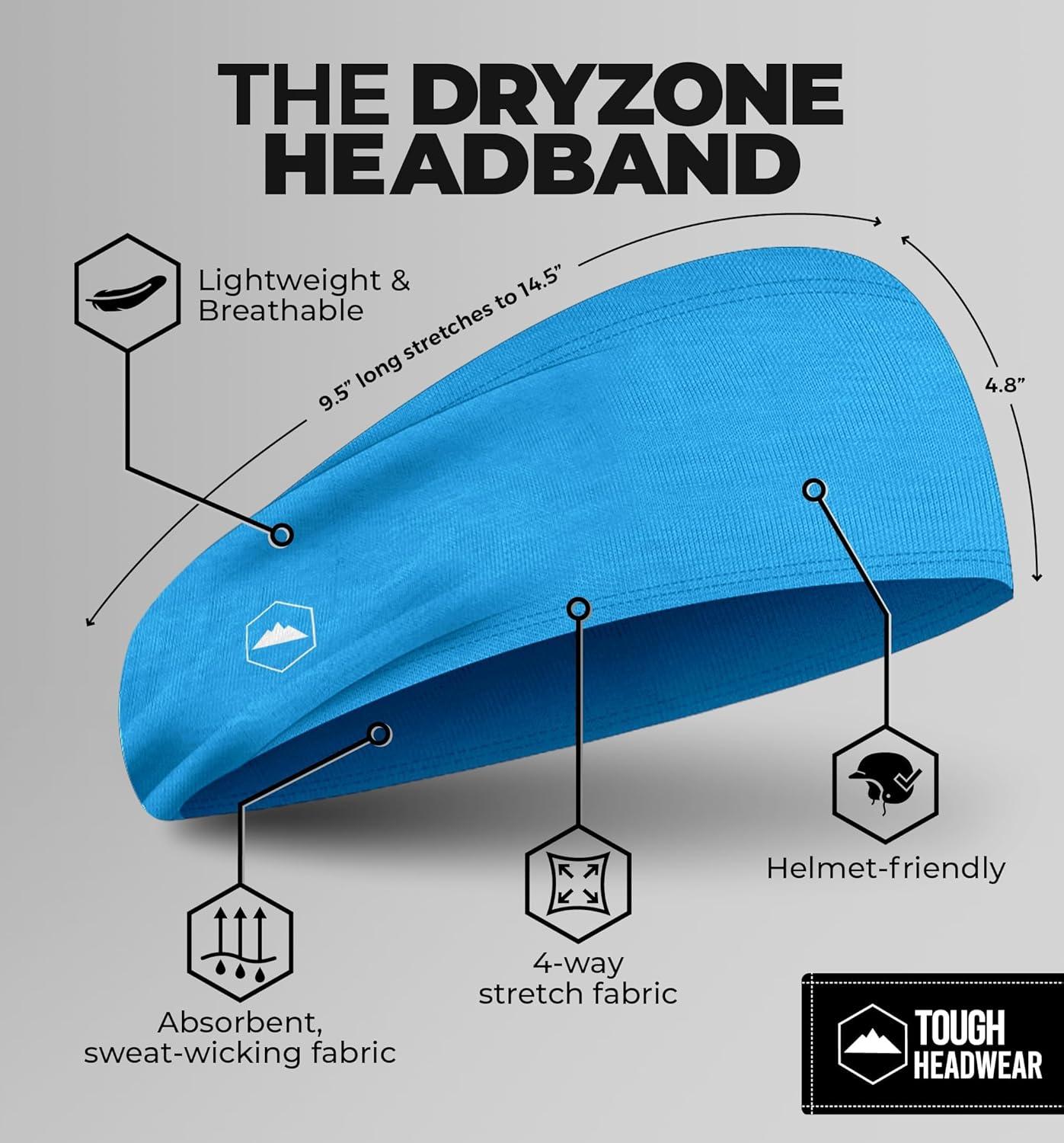 imageTough Headwear Sport Headbands for Men  Workout Headbands for Women  Running Headband Tennis Athletic SweatbandCool Blue