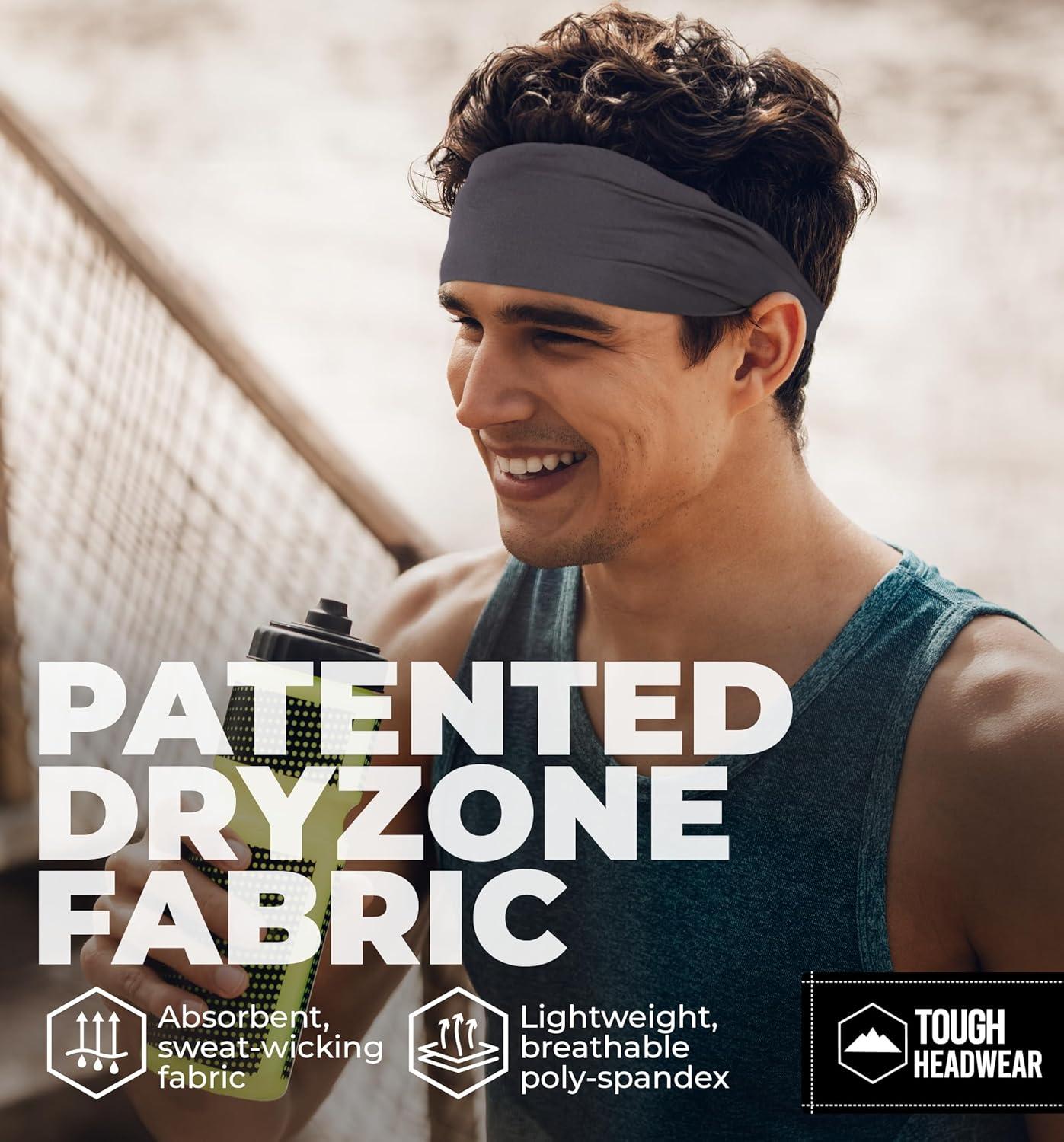 imageTough Headwear Sport Headbands for Men  Workout Headbands for Women  Running Headband Tennis Athletic SweatbandDark Gray