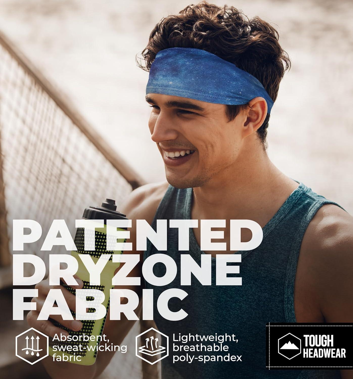 imageTough Headwear Sport Headbands for Men  Workout Headbands for Women  Running Headband Tennis Athletic SweatbandGalaxy