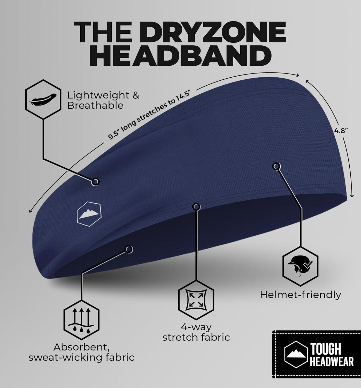 imageTough Headwear Sport Headbands for Men  Workout Headbands for Women  Running Headband Tennis Athletic SweatbandNavy Blue