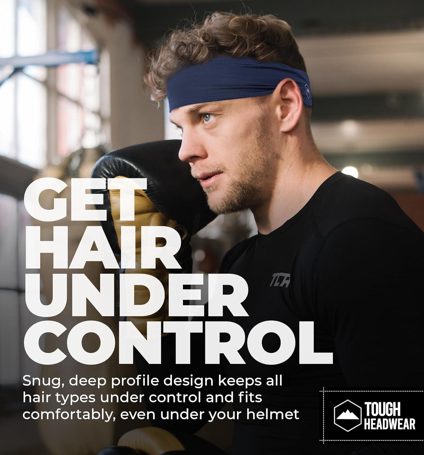 imageTough Headwear Sport Headbands for Men  Workout Headbands for Women  Running Headband Tennis Athletic SweatbandNavy Blue