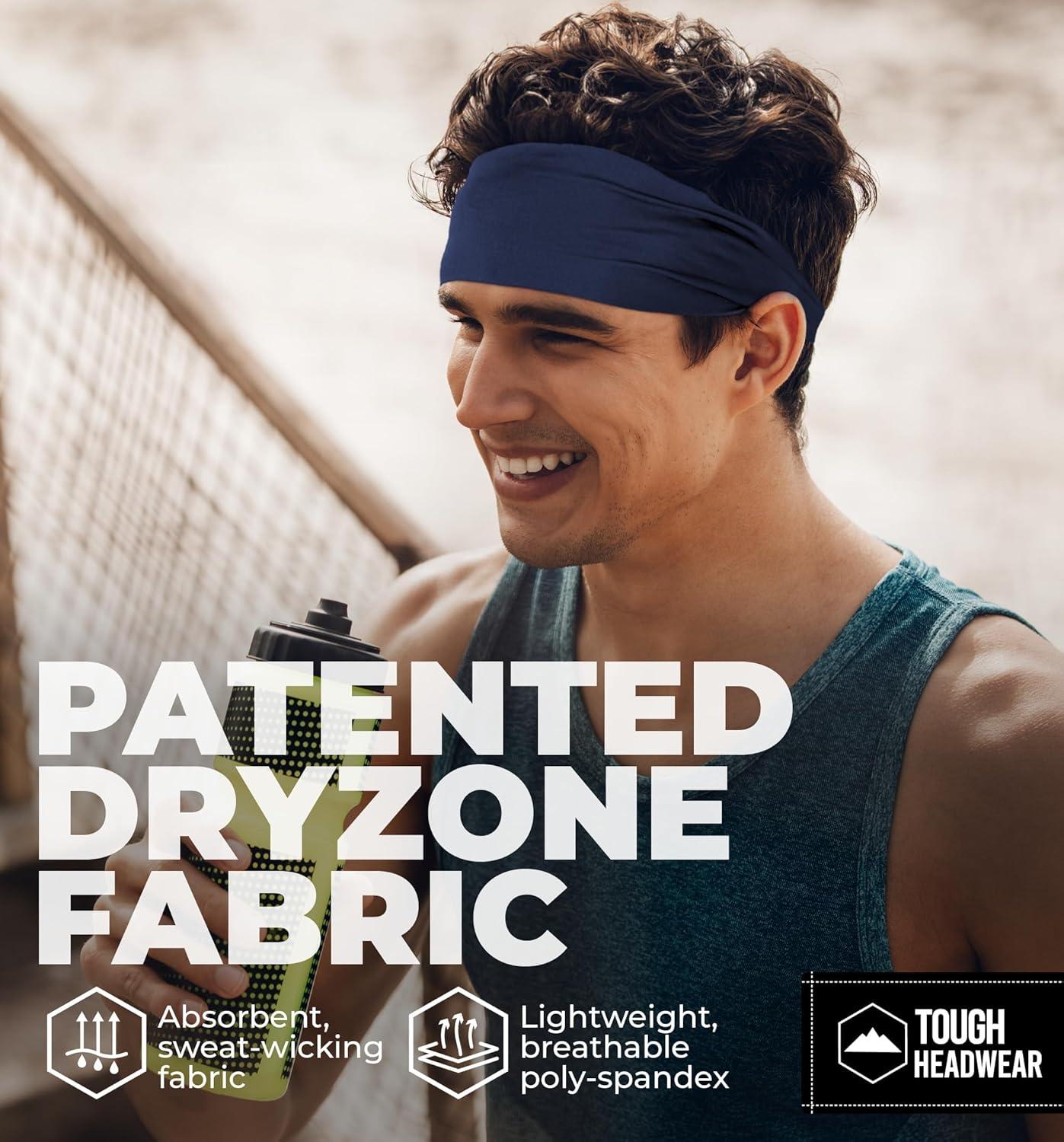 imageTough Headwear Sport Headbands for Men  Workout Headbands for Women  Running Headband Tennis Athletic SweatbandNavy Blue