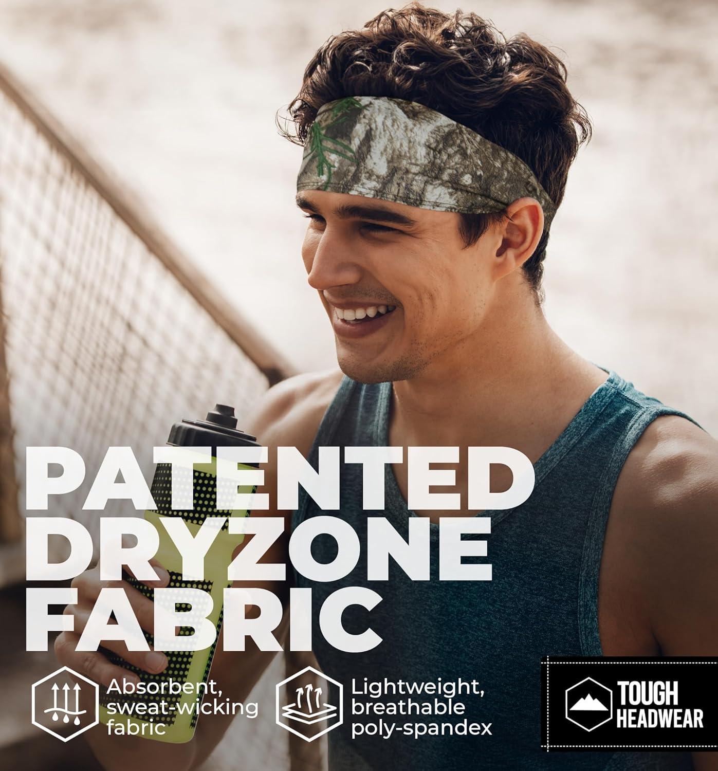 imageTough Headwear Sport Headbands for Men  Workout Headbands for Women  Running Headband Tennis Athletic SweatbandRealtree EDGE