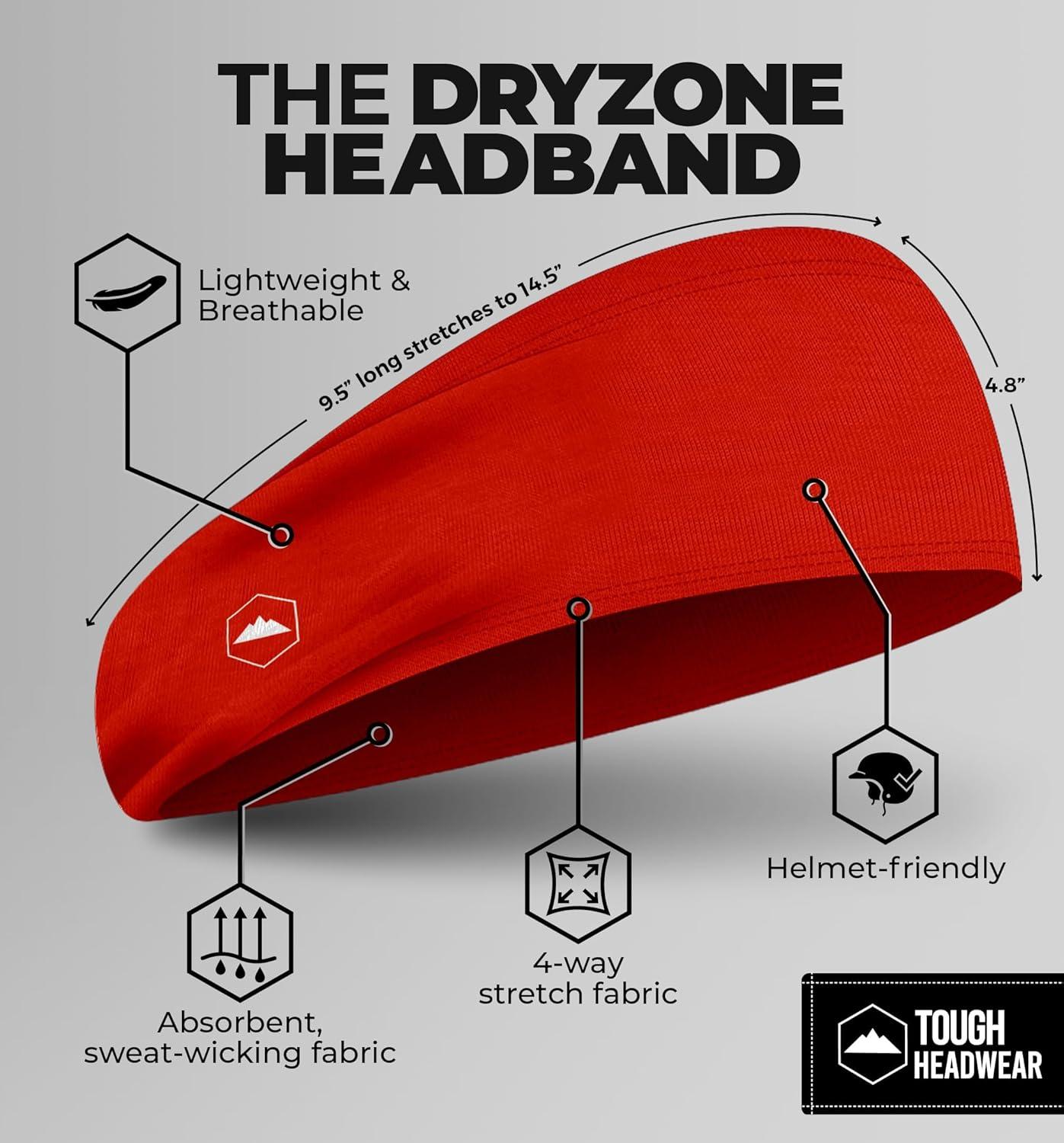 imageTough Headwear Sport Headbands for Men  Workout Headbands for Women  Running Headband Tennis Athletic SweatbandRed