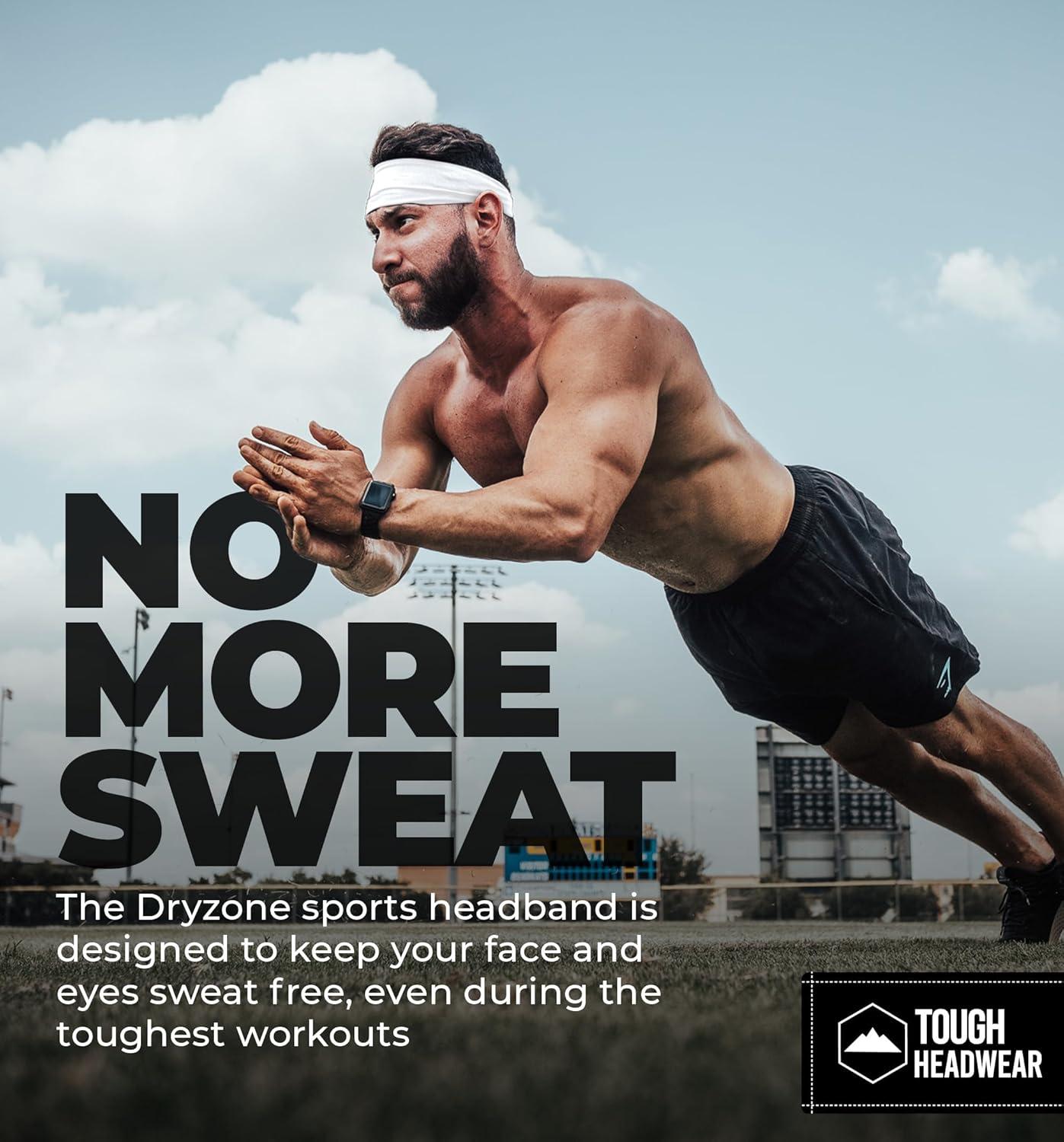 imageTough Headwear Sport Headbands for Men  Workout Headbands for Women  Running Headband Tennis Athletic SweatbandWhite