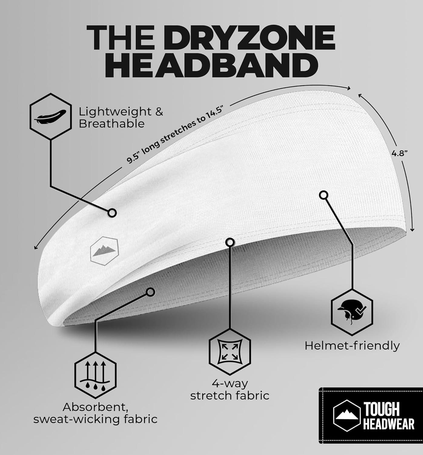 imageTough Headwear Sport Headbands for Men  Workout Headbands for Women  Running Headband Tennis Athletic SweatbandWhite