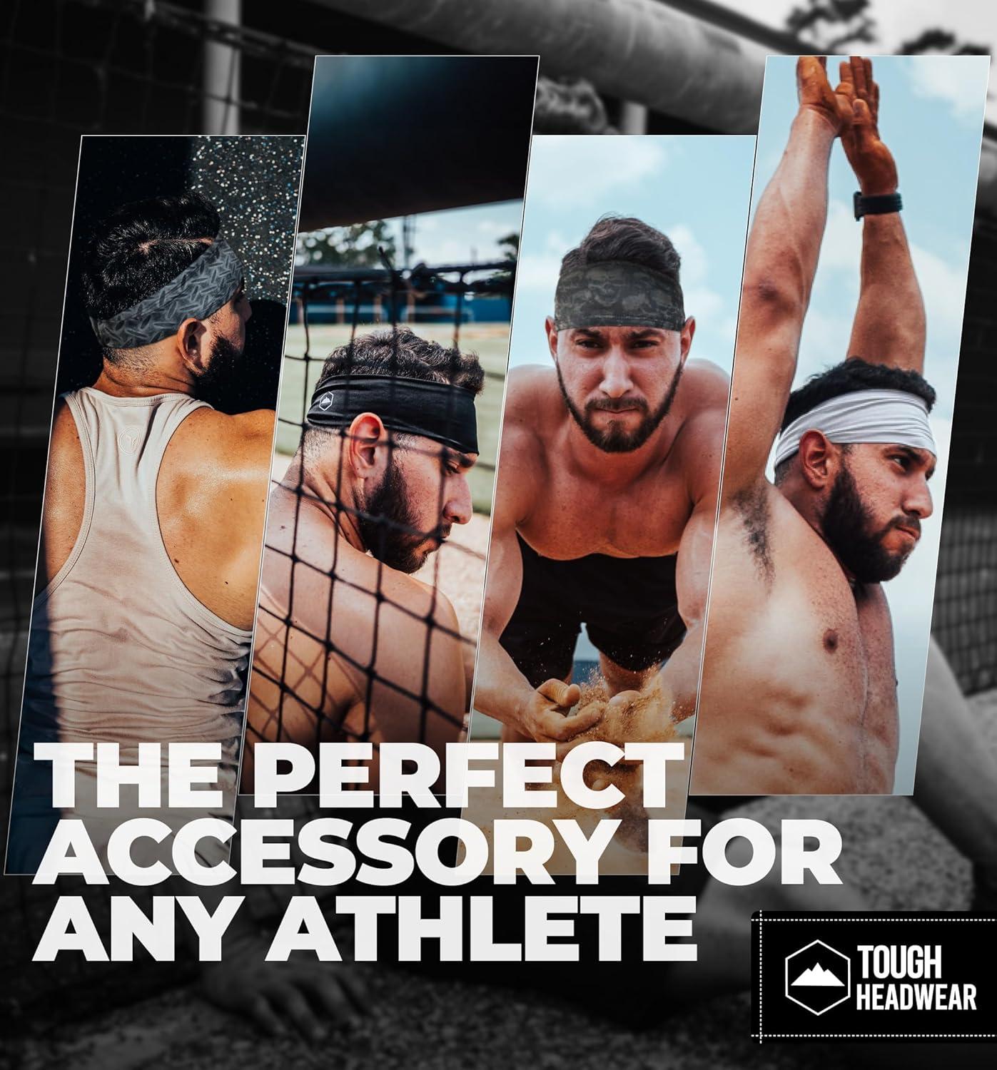 imageTough Headwear Sport Headbands for Men  Workout Headbands for Women  Running Headband Tennis Athletic Sweatbandblue