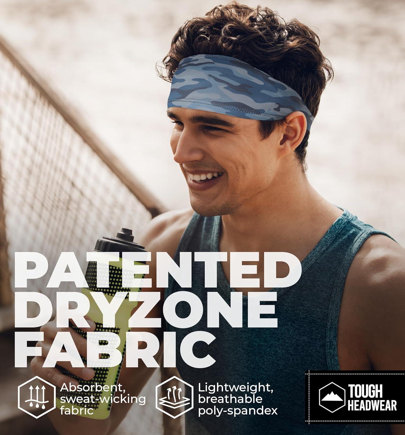 imageTough Headwear Sport Headbands for Men  Workout Headbands for Women  Running Headband Tennis Athletic Sweatbandblue