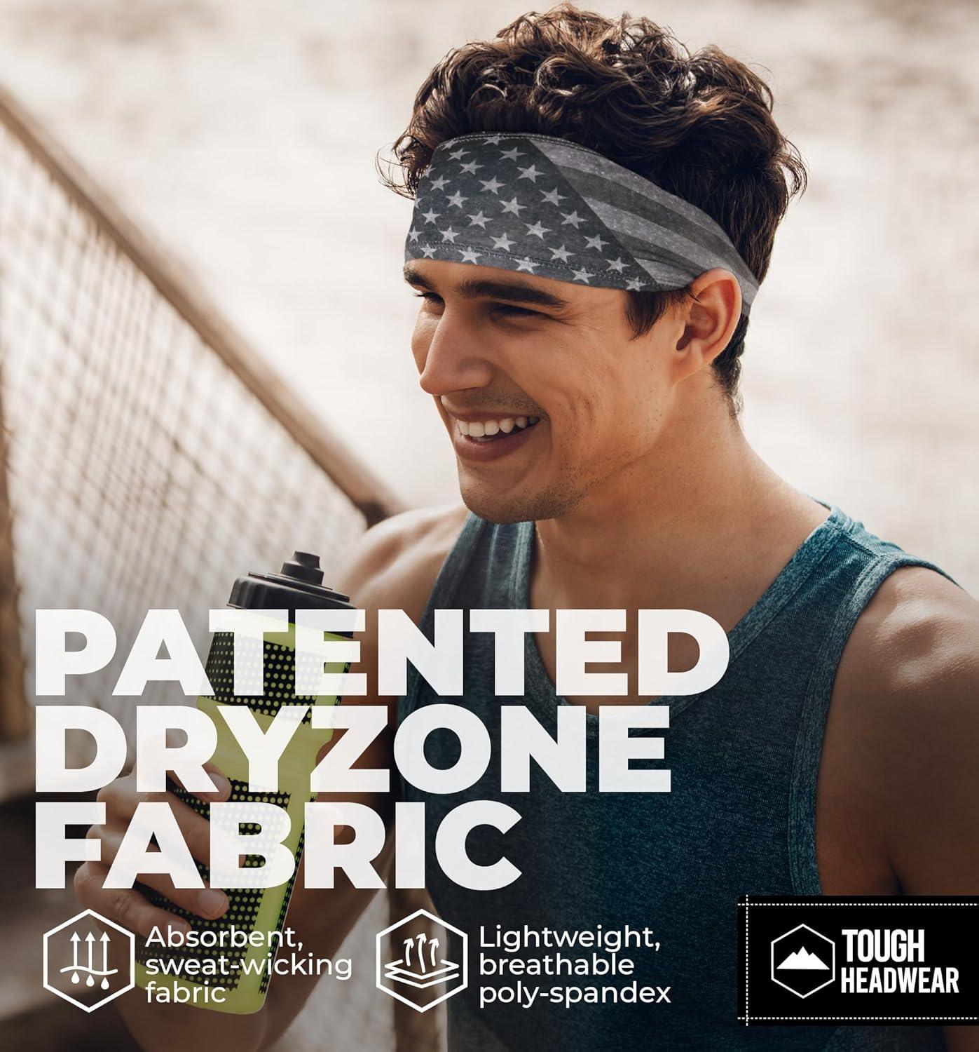 imageTough Headwear Sport Headbands for Men  Workout Headbands for Women  Running Headband Tennis Athletic Sweatbandgray