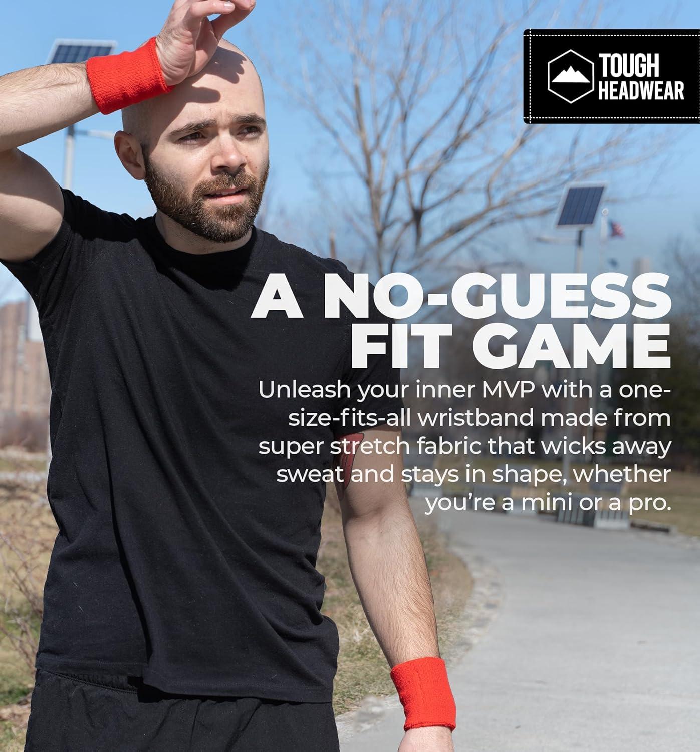 imageTough Headwear Sports Wristbands  Arm Bands Wrist Band Wrist Bands for Men ampamp Women  Sweat Band for Wrists  Tennis Baseball Football Wristbands