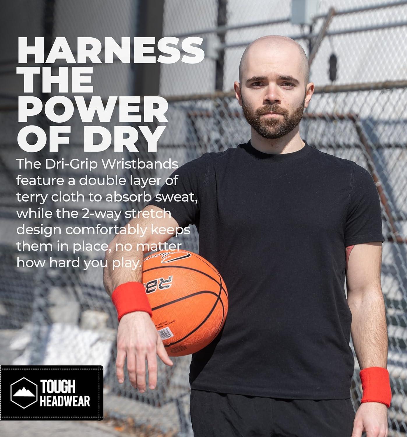 imageTough Headwear Sports Wristbands  Arm Bands Wrist Band Wrist Bands for Men ampamp Women  Sweat Band for Wrists  Tennis Baseball Football Wristbands