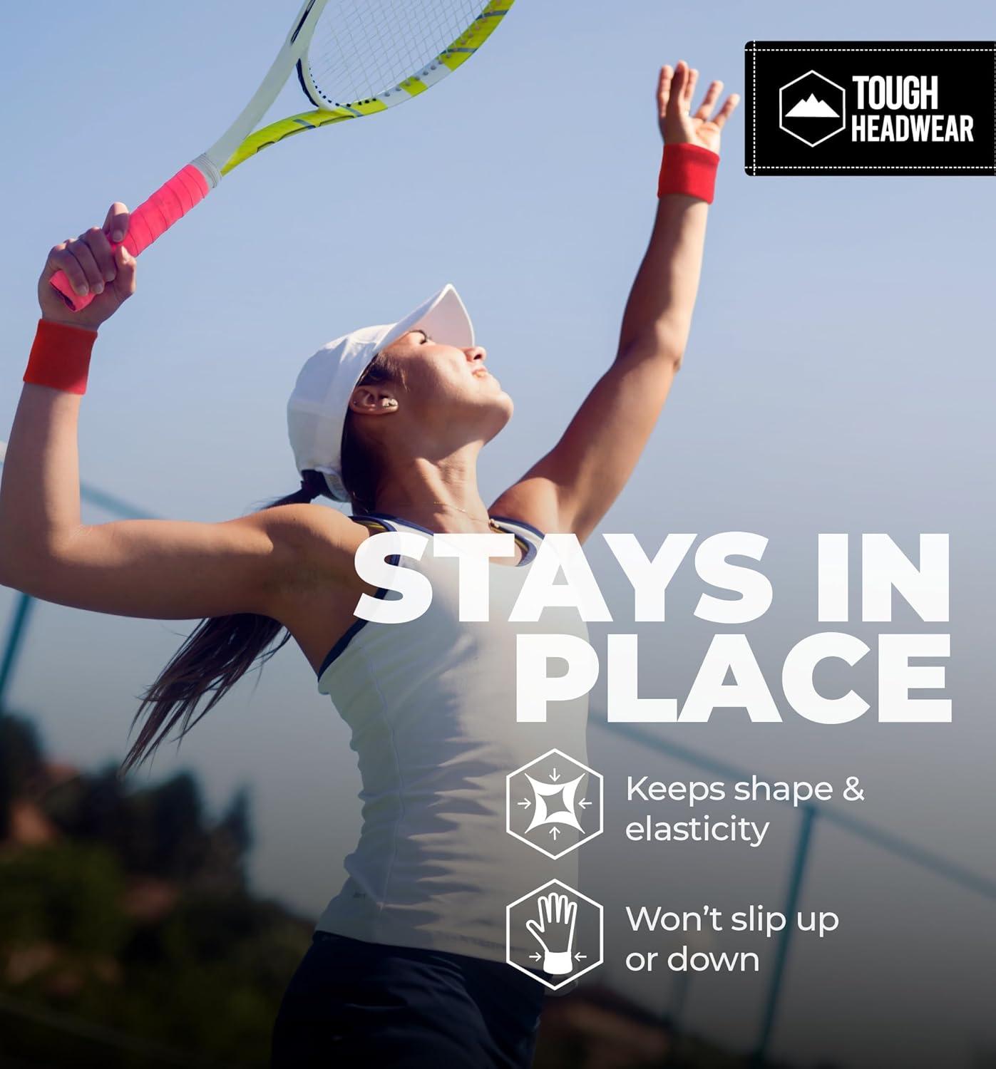 imageTough Headwear Sports Wristbands  Arm Bands Wrist Band Wrist Bands for Men ampamp Women  Sweat Band for Wrists  Tennis Baseball Football Wristbands