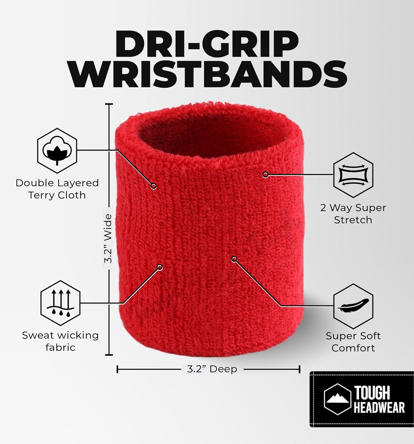 imageTough Headwear Sports Wristbands  Arm Bands Wrist Band Wrist Bands for Men ampamp Women  Sweat Band for Wrists  Tennis Baseball Football Wristbands