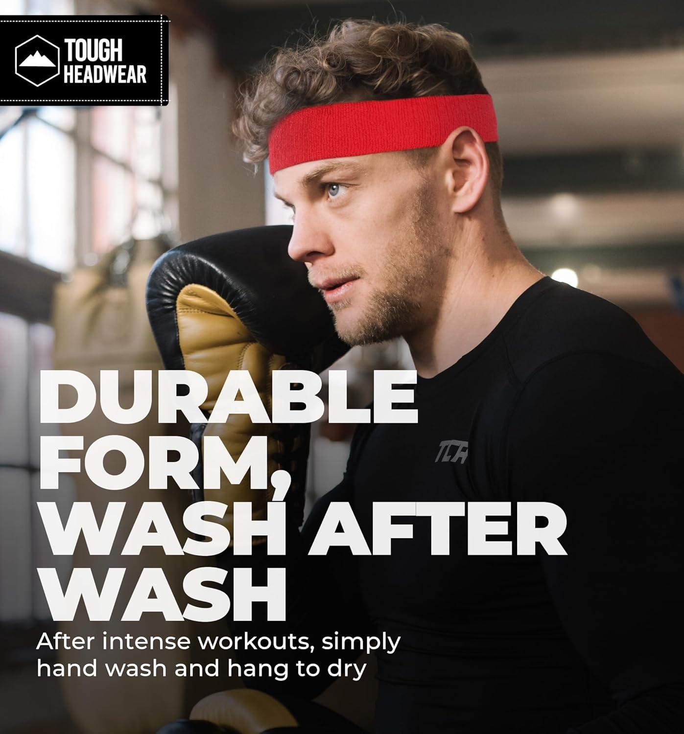 imageTough Headwear Sweat Band Headband for Women Men  Workout Headbands for Women Sweat Non Slip  Halo Tennis Sweatbands for Men  Yoga Soccer Workout Athletic Headband