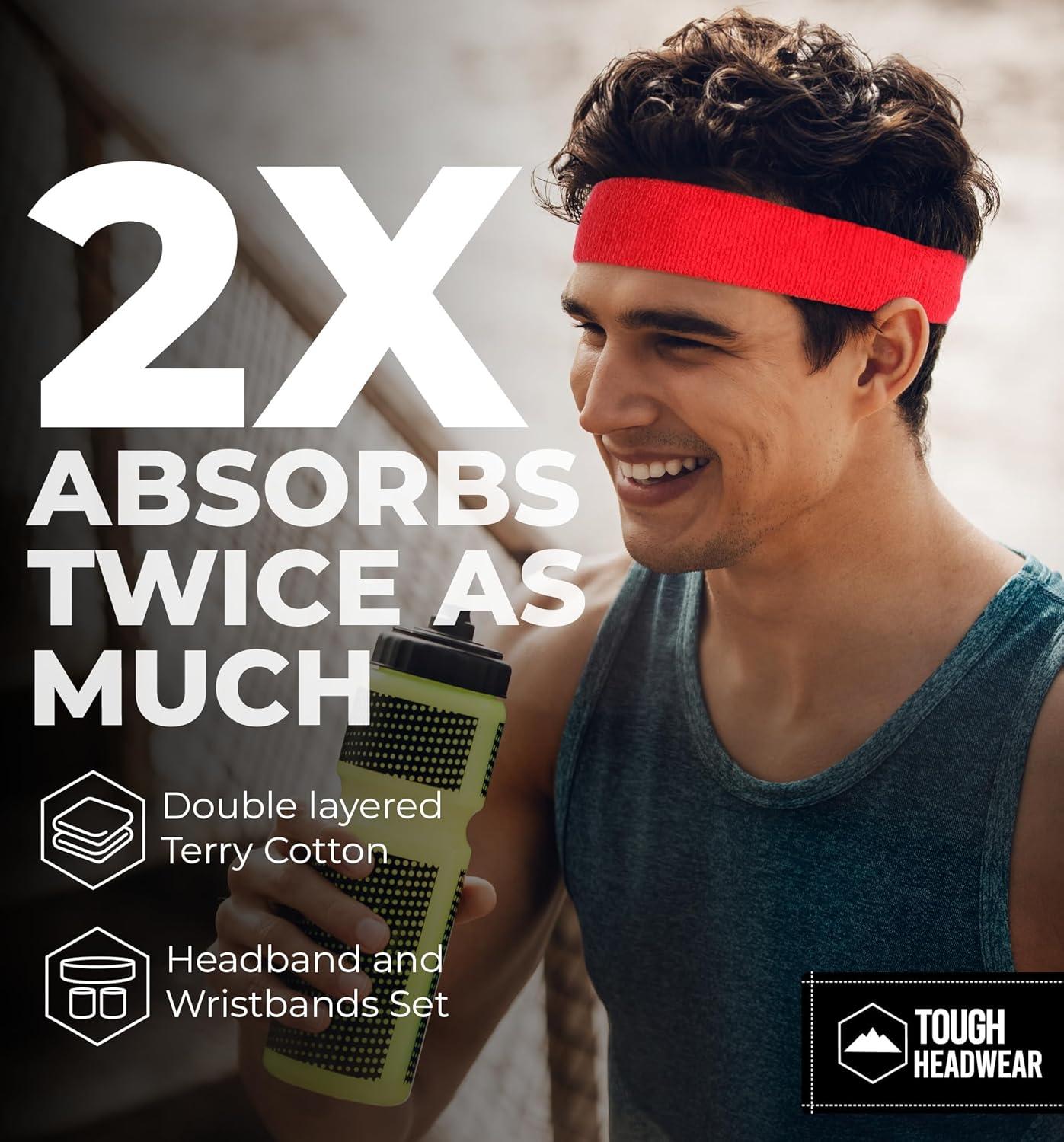 imageTough Headwear Sweat Band Headband for Women Men  Workout Headbands for Women Sweat Non Slip  Halo Tennis Sweatbands for Men  Yoga Soccer Workout Athletic Headband