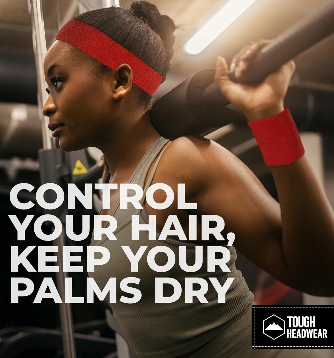 imageTough Headwear Sweat Band Headband for Women Men  Workout Headbands for Women Sweat Non Slip  Halo Tennis Sweatbands for Men  Yoga Soccer Workout Athletic Headband