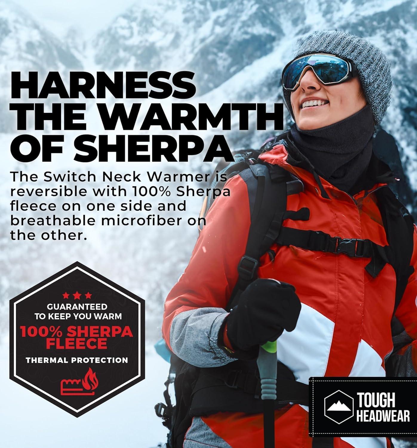 imageTough Headwear Swtich Winter Neck Gaiters For Men ampamp Women Fleece Neck Gaiter Fleece Neck Warmer Ski Gaiter  ReversibleWhite